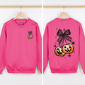 Halloween Cherry Pumpkins Festive Autumn Night Display Cozy Seasonal Print Sweatshirt