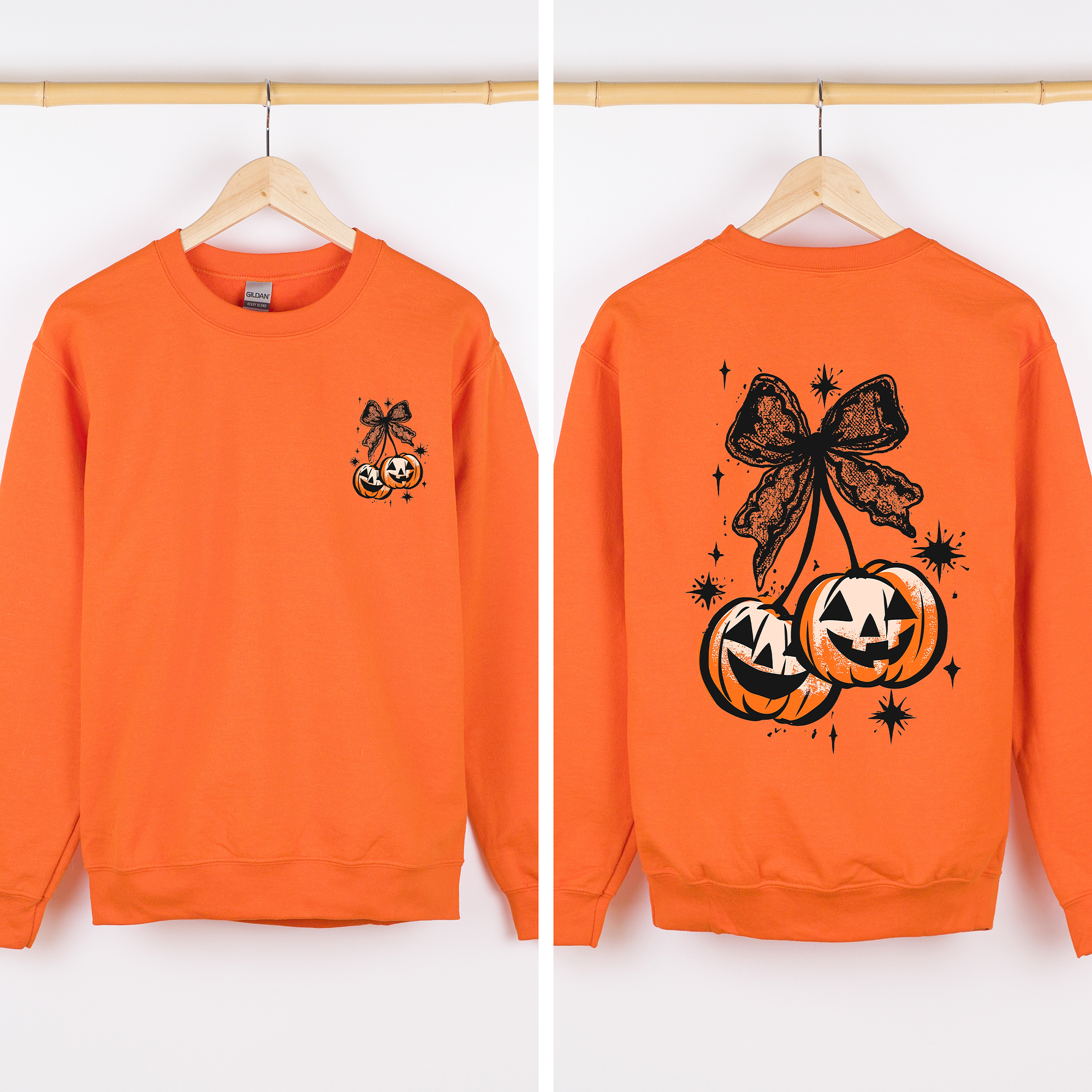 Halloween Cherry Pumpkins Festive Autumn Night Display Cozy Seasonal Print Sweatshirt