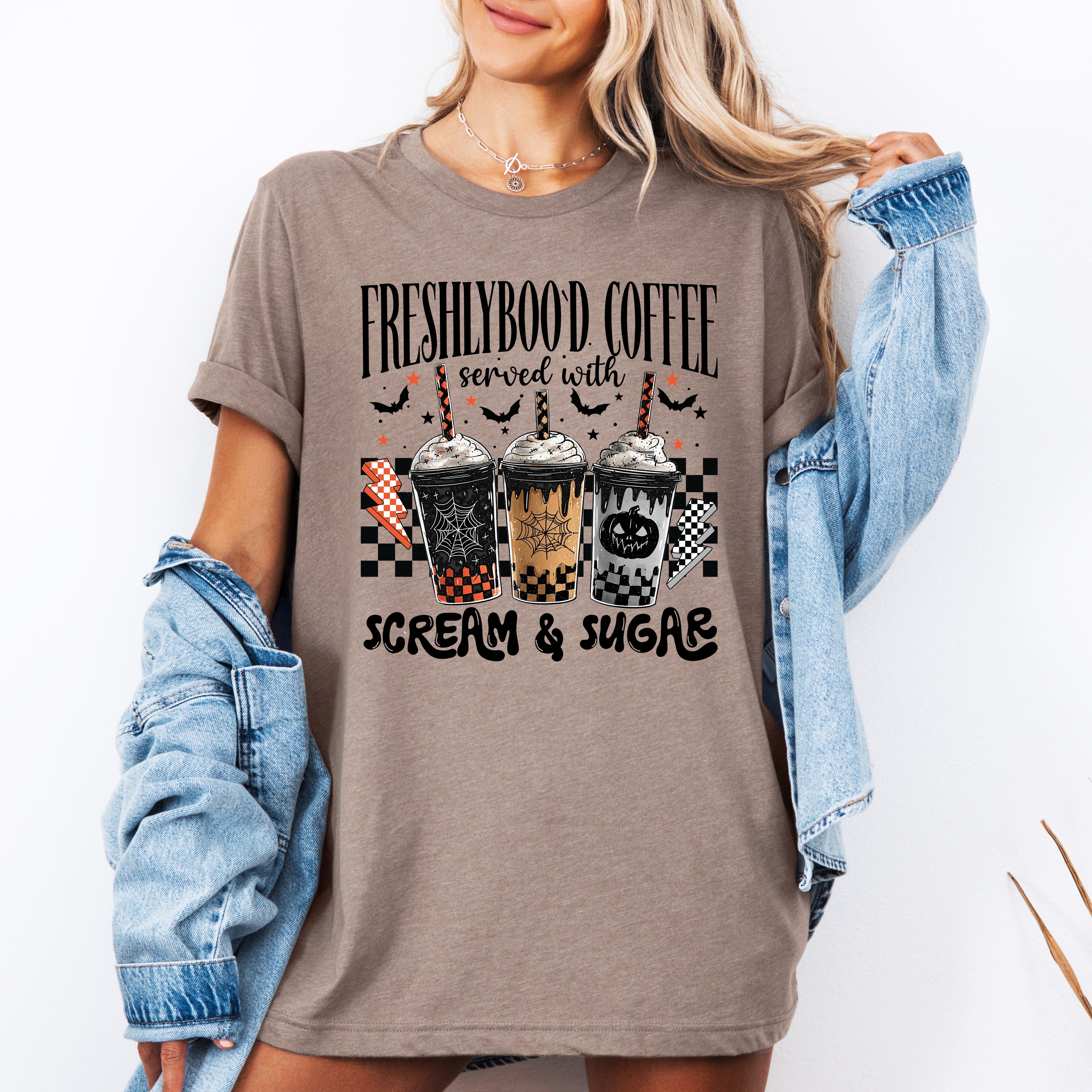 Freshly Boo'd Halloween Coffee Witch Spooky All Hallows' Night Edition Graphic Tee