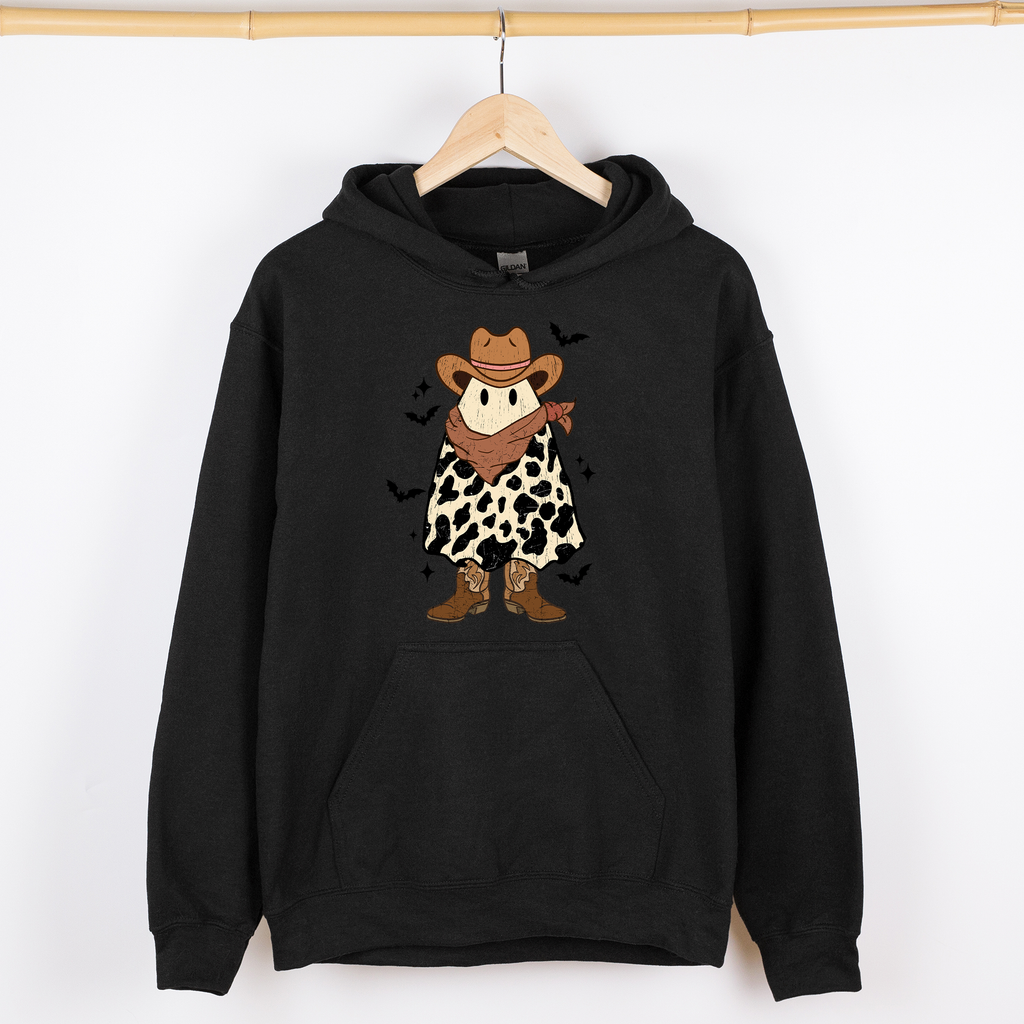 Halloween Ghost Cowboy Western Night Spooky Vintage Theme Ghost Rider Rodeo Graphic Hooded Sweatshirt