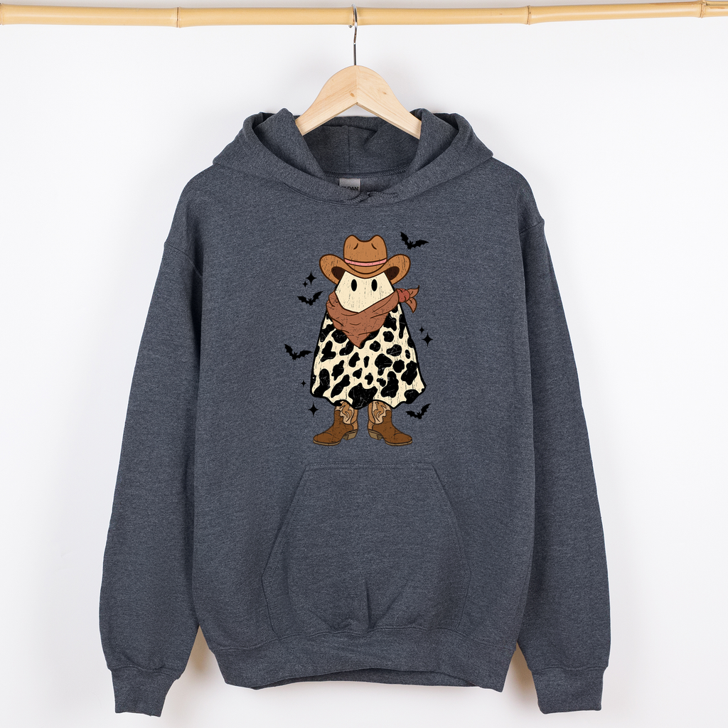 Halloween Ghost Cowboy Western Night Spooky Vintage Theme Ghost Rider Rodeo Graphic Hooded Sweatshirt