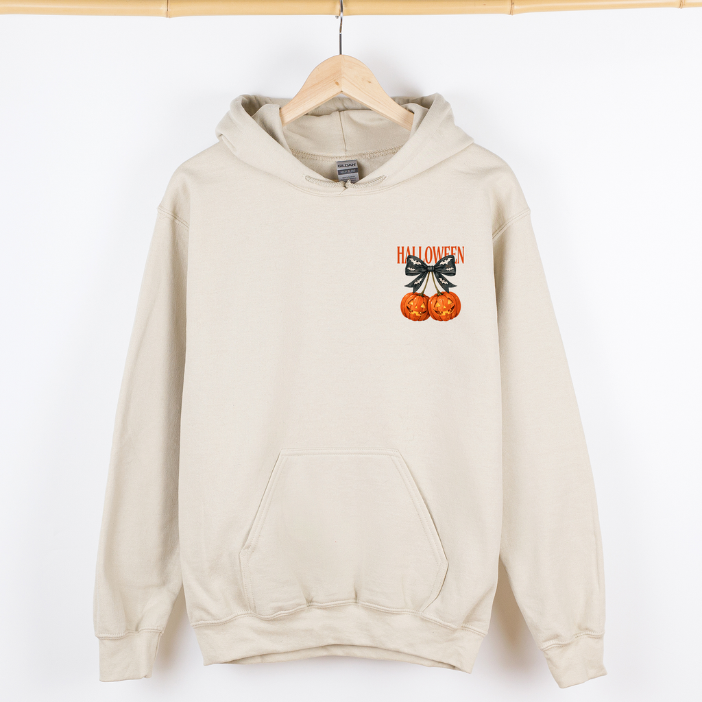 Halloween Jack-o-Lanterns Cherry Coquette Cute Adorable Seasonal Pocket Graphic Hoodie