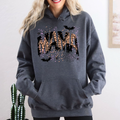 Halloween Mama Leopard Spooky Season Boo Family Photo Ready Cozy Leopard Print Graphic Hoodie