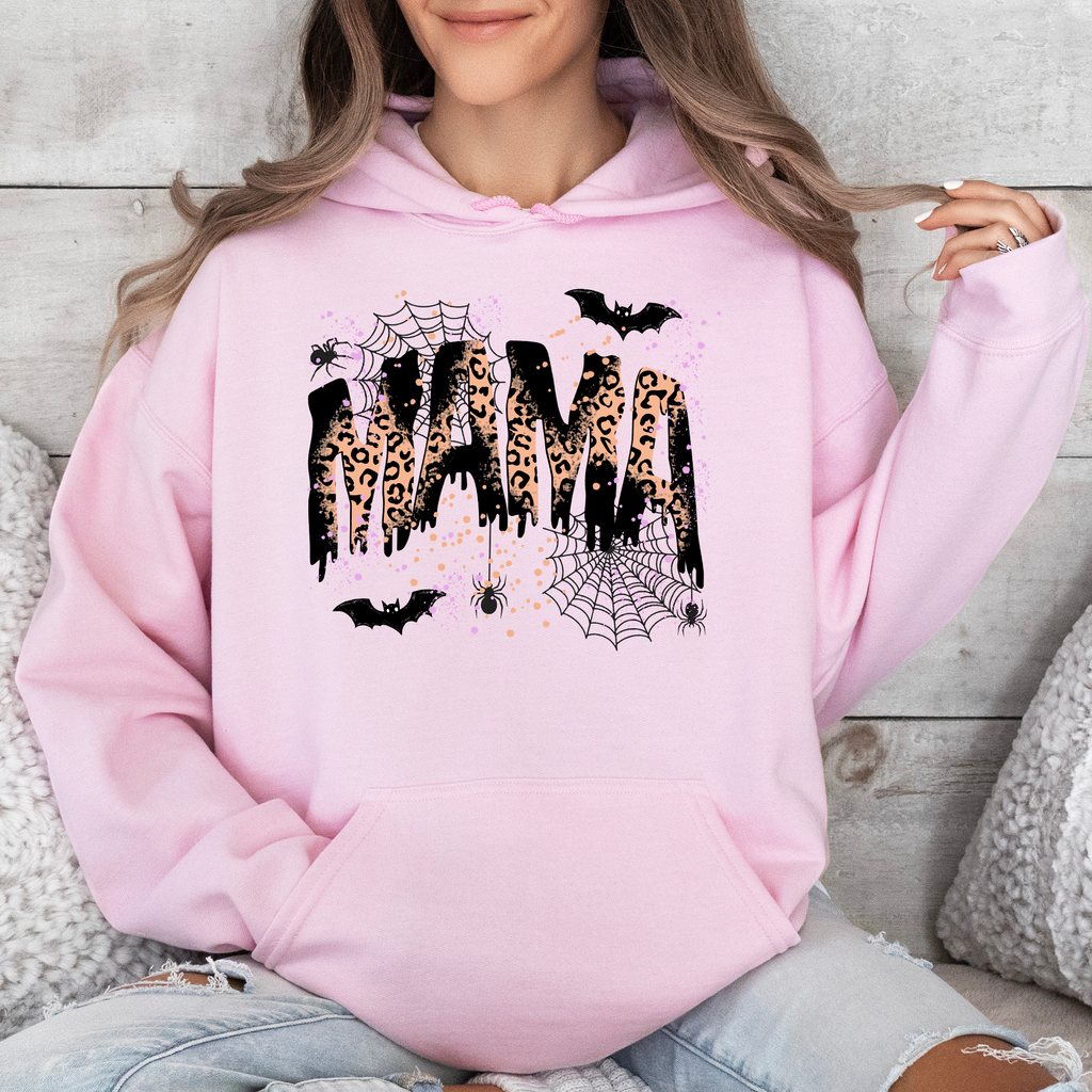 Halloween Mama Leopard Spooky Season Boo Family Photo Ready Cozy Leopard Print Graphic Hoodie