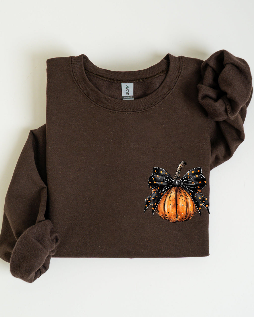 Halloween Pumpkin Ribbon Pocket Print Coquette Fall Autumn Cozy Festive Edition Sweatshirt
