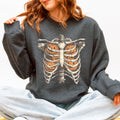 Halloween Skeleton, Pumpkins, Anatomy, Spooky Graphic Art Print For Halloween Season Sweatshirt