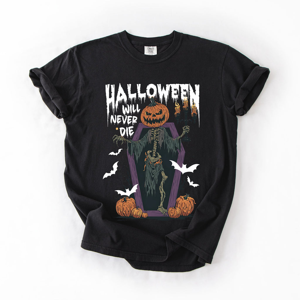 Halloween Will Never Die Spooky Jack-O-Lantern Pumpkin Limited Edition Design Comfort Colors Tee
