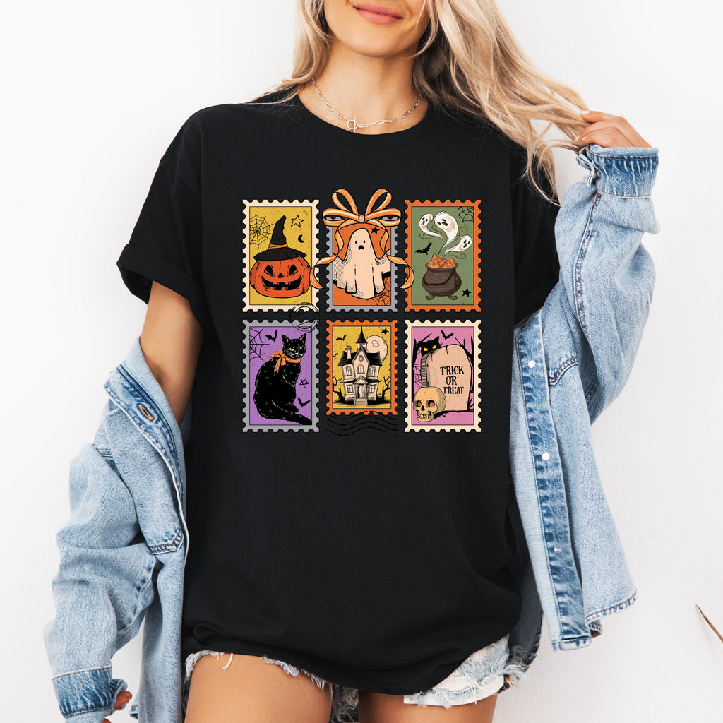 Halloween Ghost Black Cat Pumpkin Witch Classic Spooky Night Edition Graphic Tee