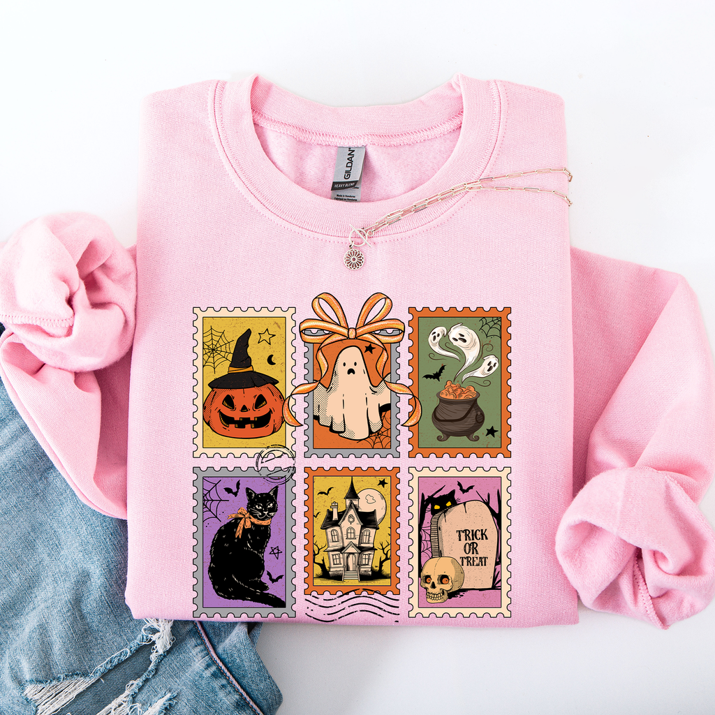 Haunting Halloween Night Parade With Ghosts Black Cat Pumpkins Witch Cozy Sweatshirt