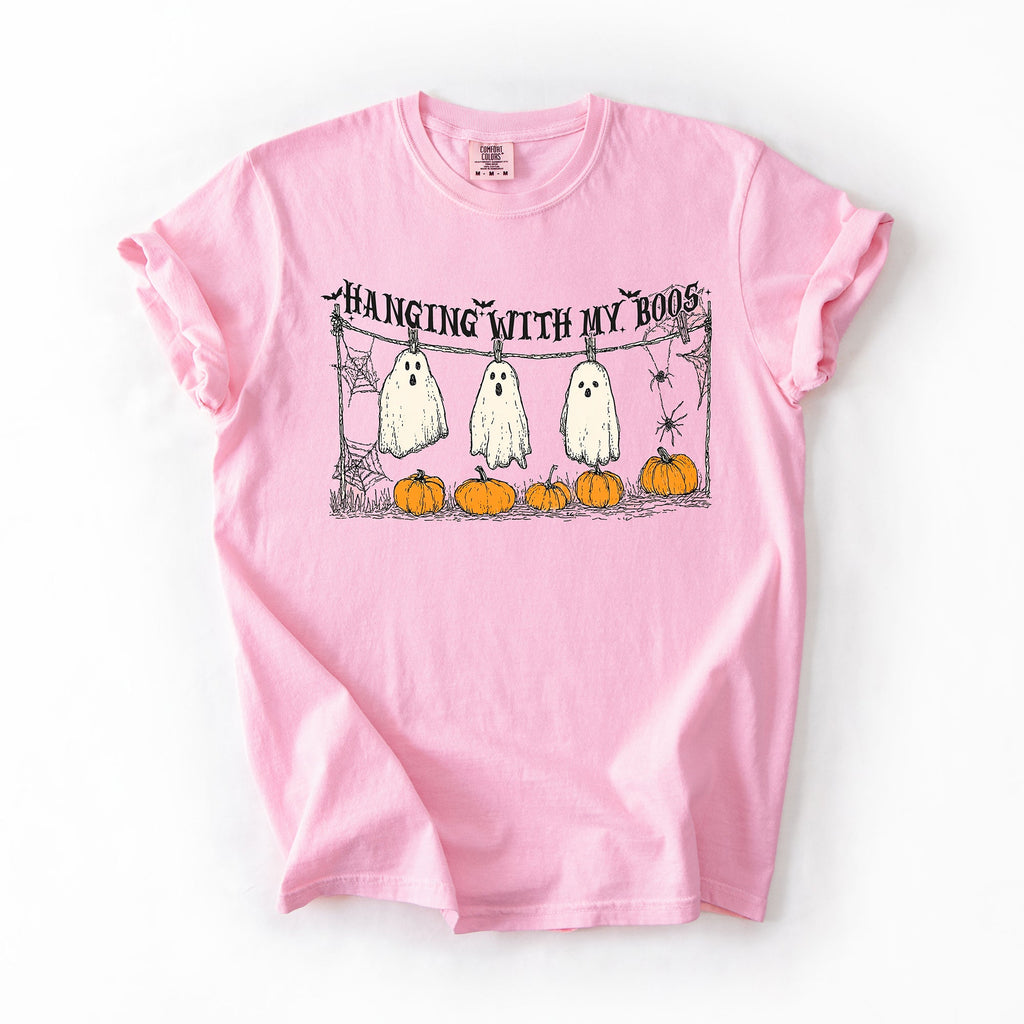Hanging With My Boos Ghosts Halloween Spirits And Grinning Pumpkins For A Spooky Fun Night Comfort Colors Tee