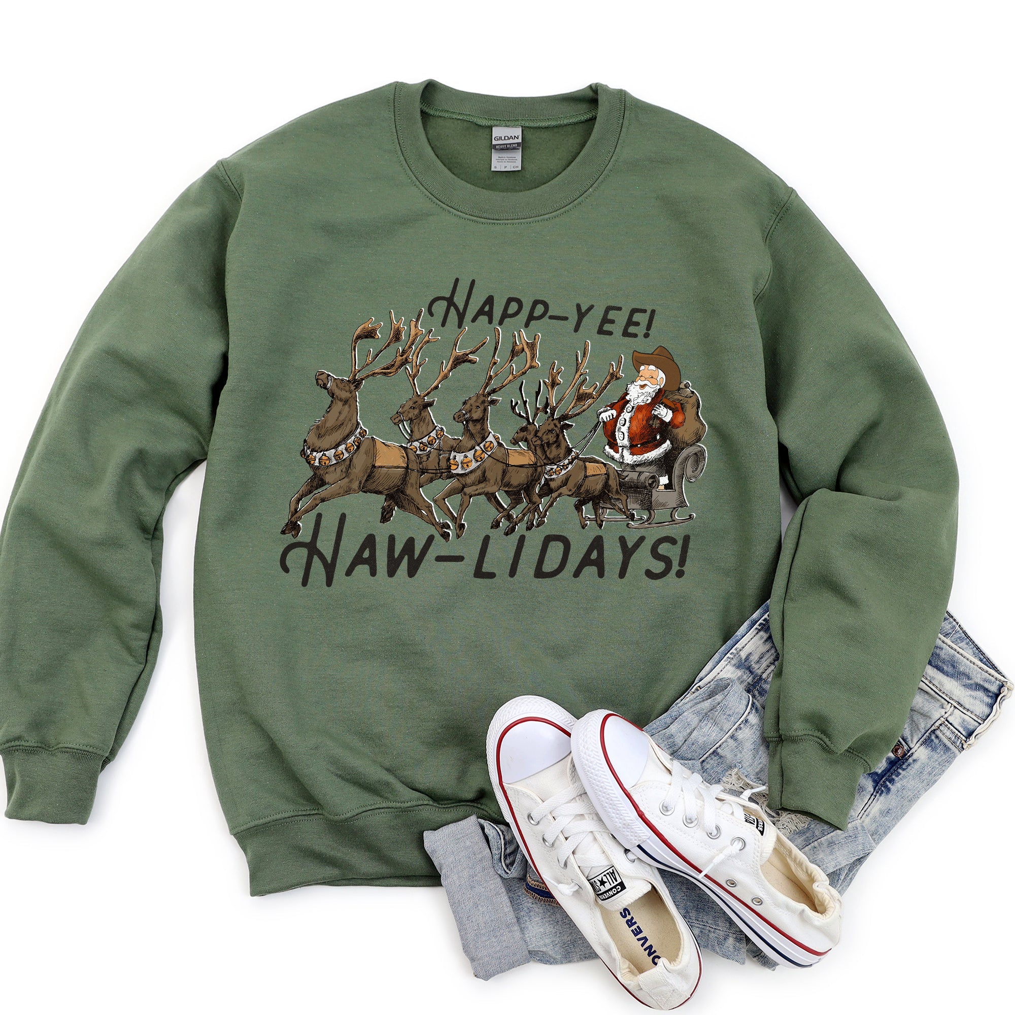 Happy Holidays Yee Haw Cowboy Christmas Sweatshirt