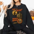 Haunted House Halloween Retro Spooky Witch Night Sky Moonlit Pumpkin Tales Vintage Illustration Sweatshirt