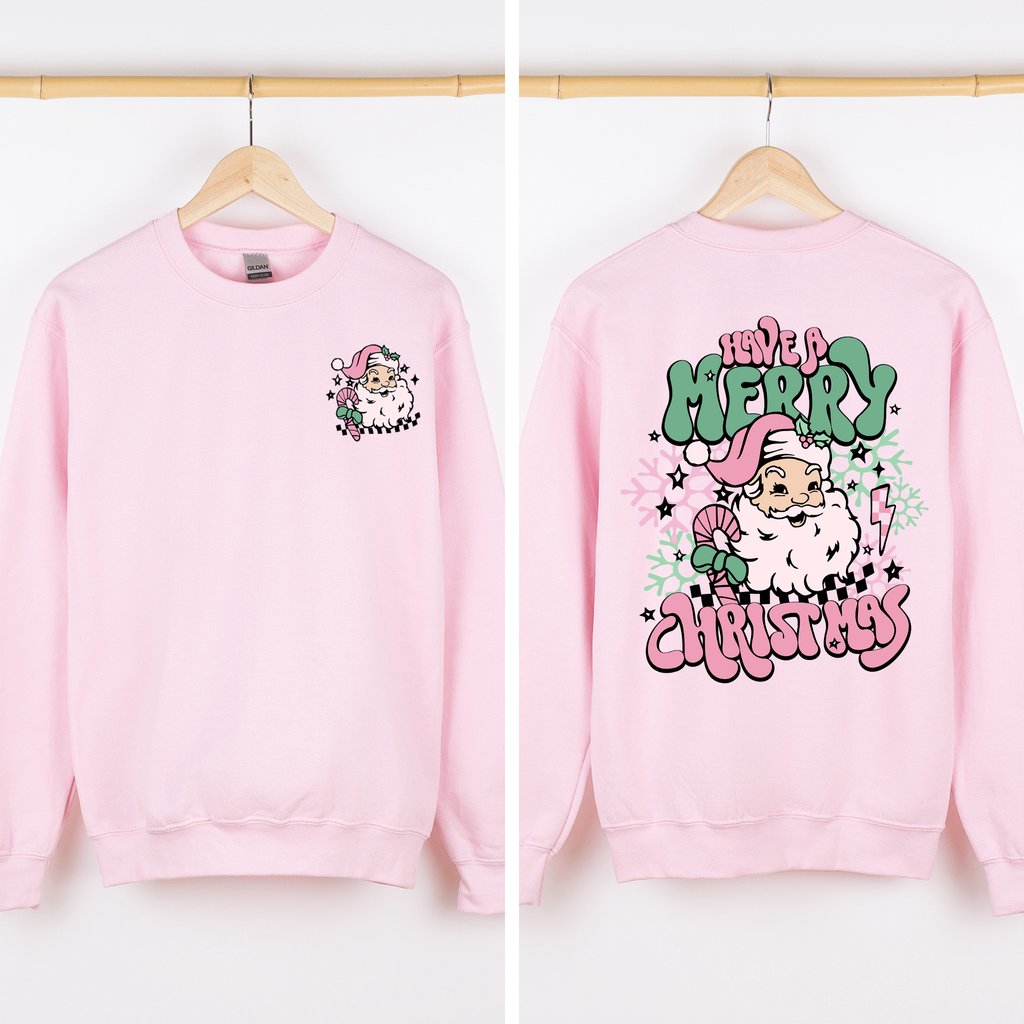 Have A Merry Christmas Retro Santa Front And Back Print Vintage Inspired Graphic Sweatshirt