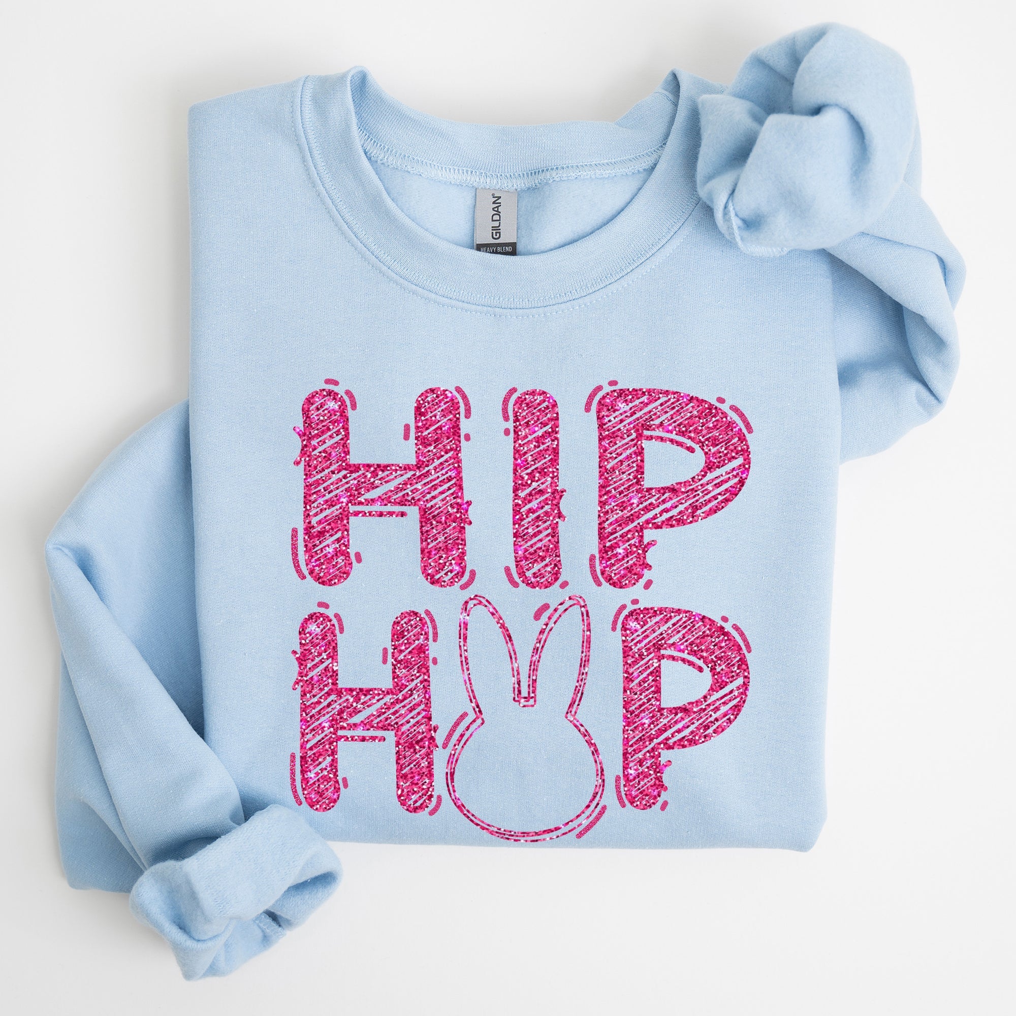 Hip Hop Retro Glitter Effect Bunny Rabbit Easter Pop Art Inspired Neon Night Parade Print Sweatshirt