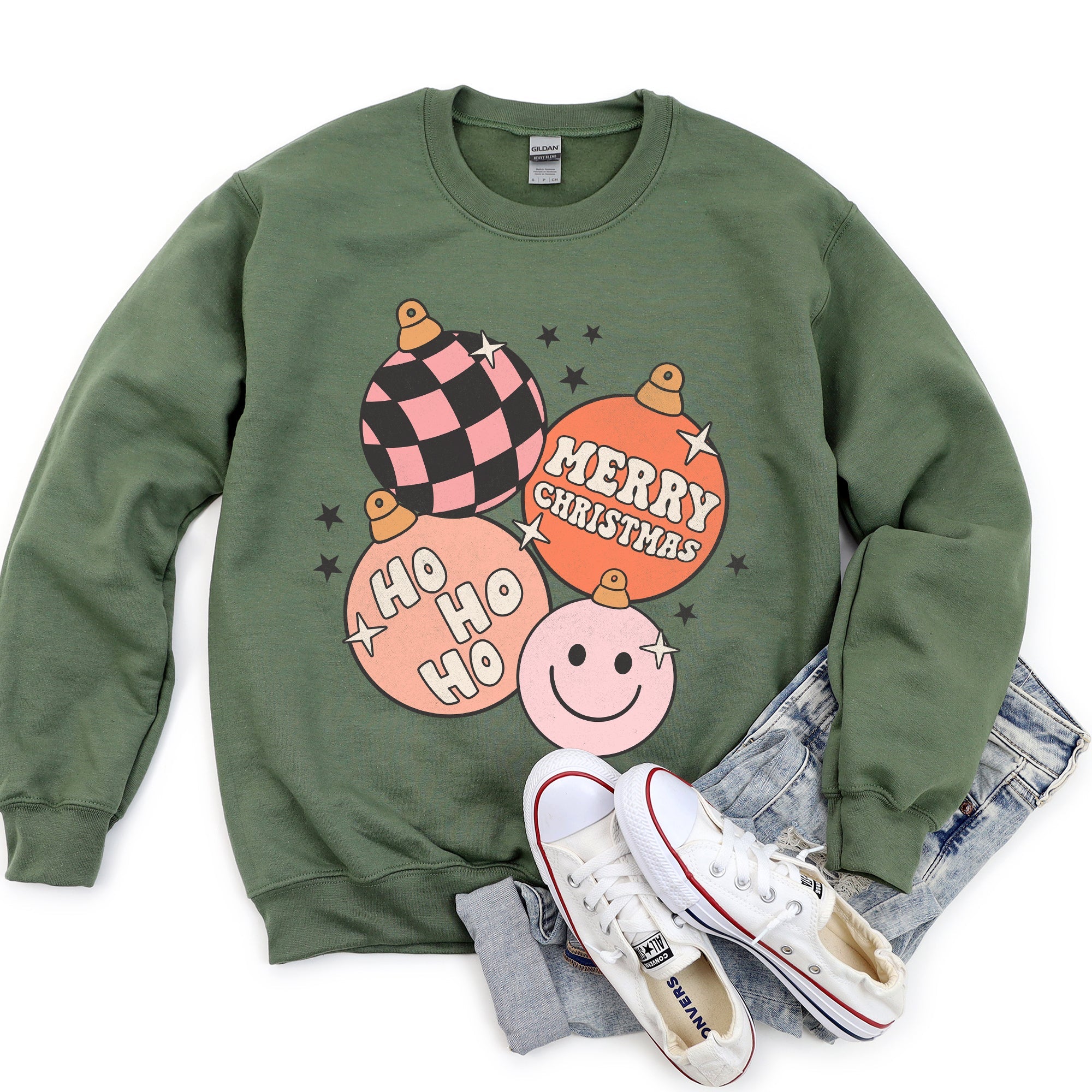 Ho Ho Ho Merry Christmas Retro Vintage Holiday Cheer Edition Deluxe Graphic Sweatshirt