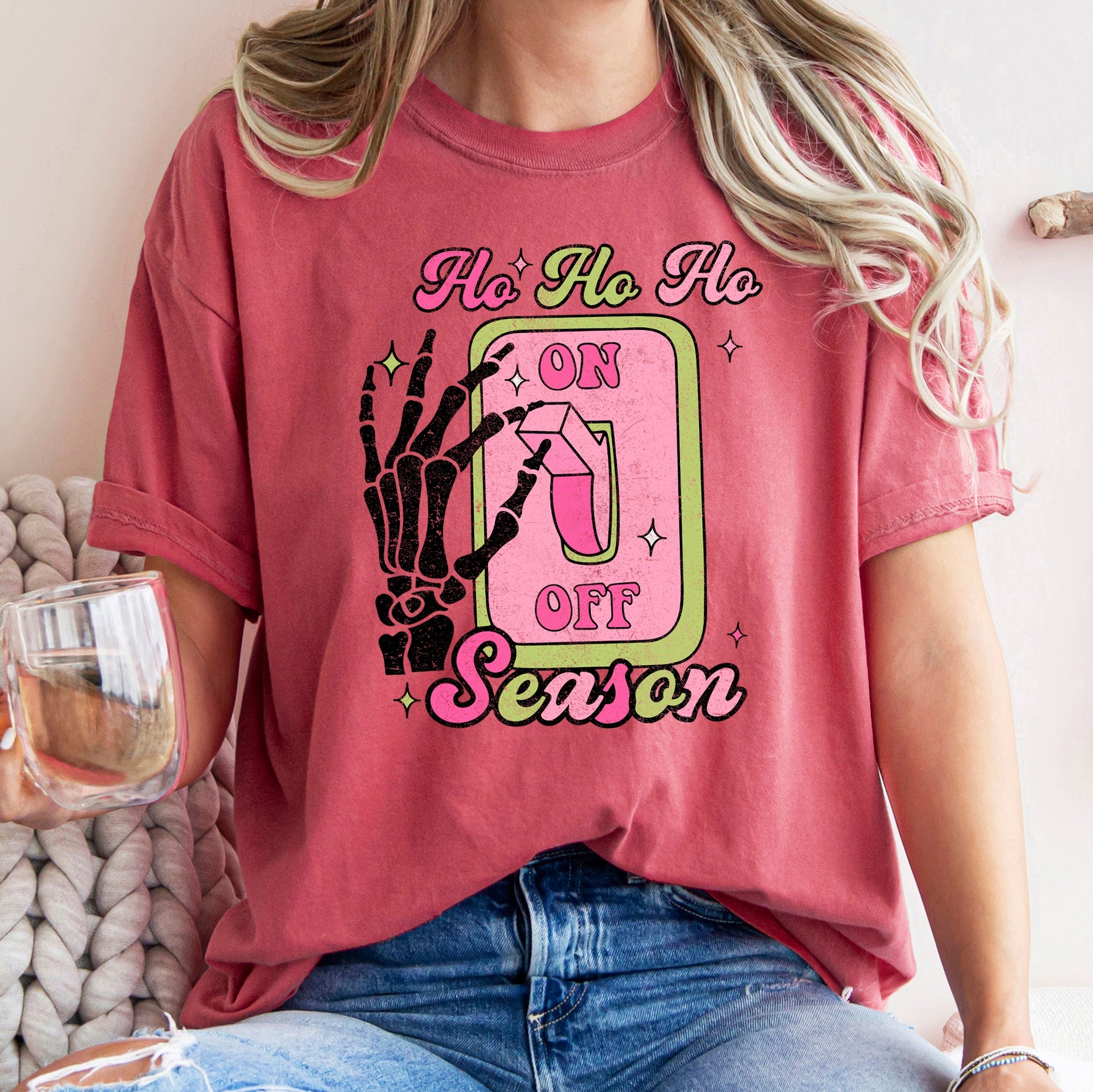 Ho Ho Ho Season Skeleton Light Switch Christmas Comfort Colors Tee