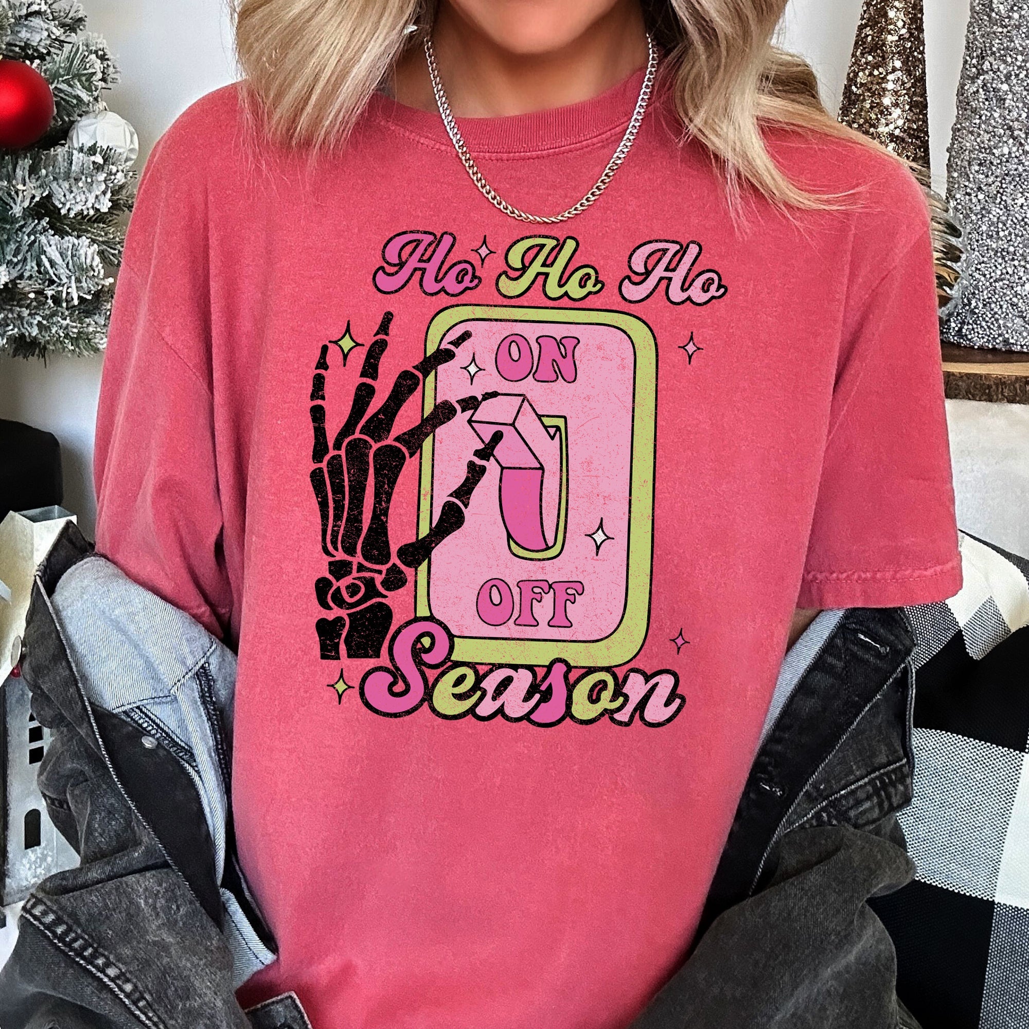 Ho Ho Ho Season Skeleton Light Switch Christmas Comfort Colors Tee
