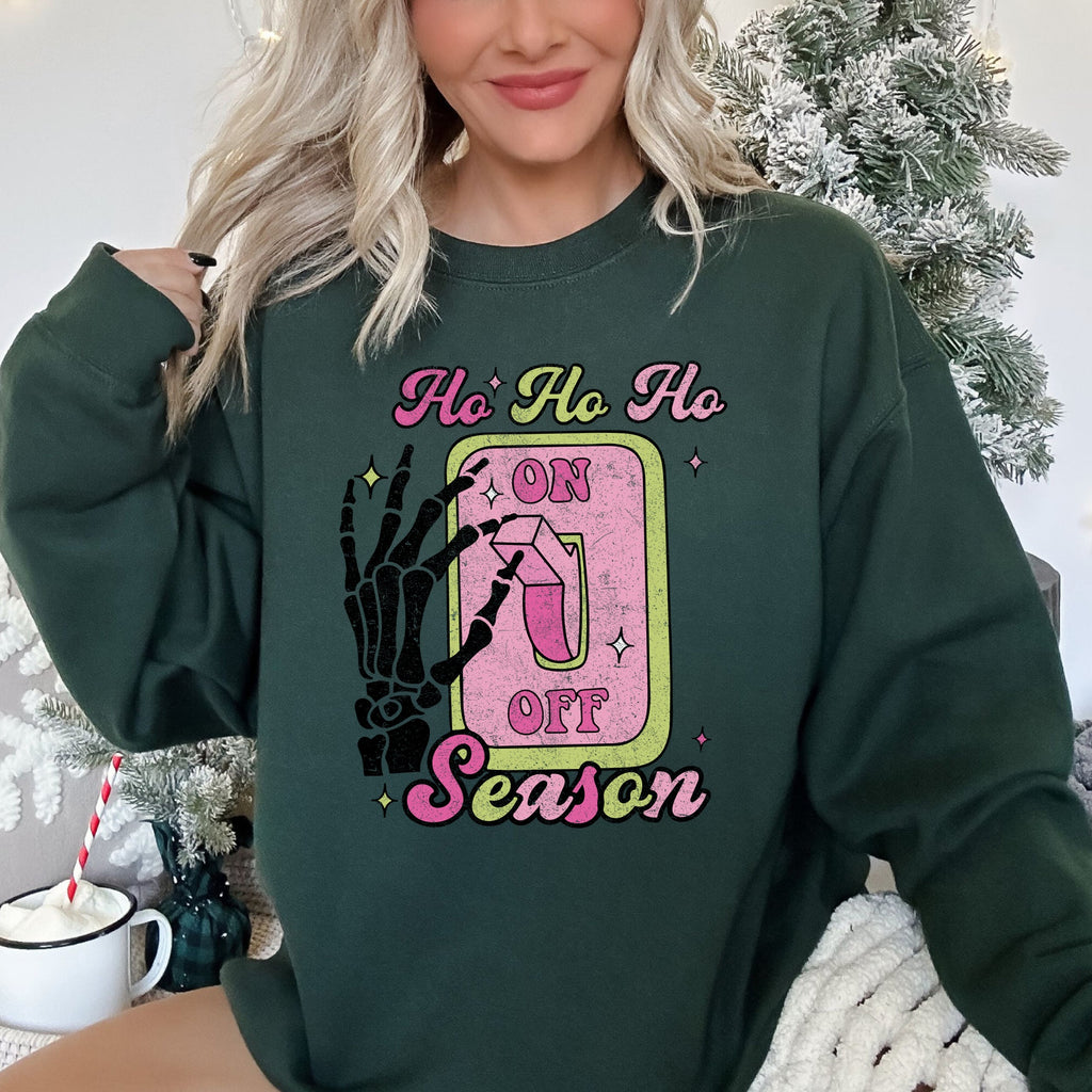 Ho Ho Ho Season Skeleton Light Switch Christmas Decor Edition Festive Holiday Sweatshirt