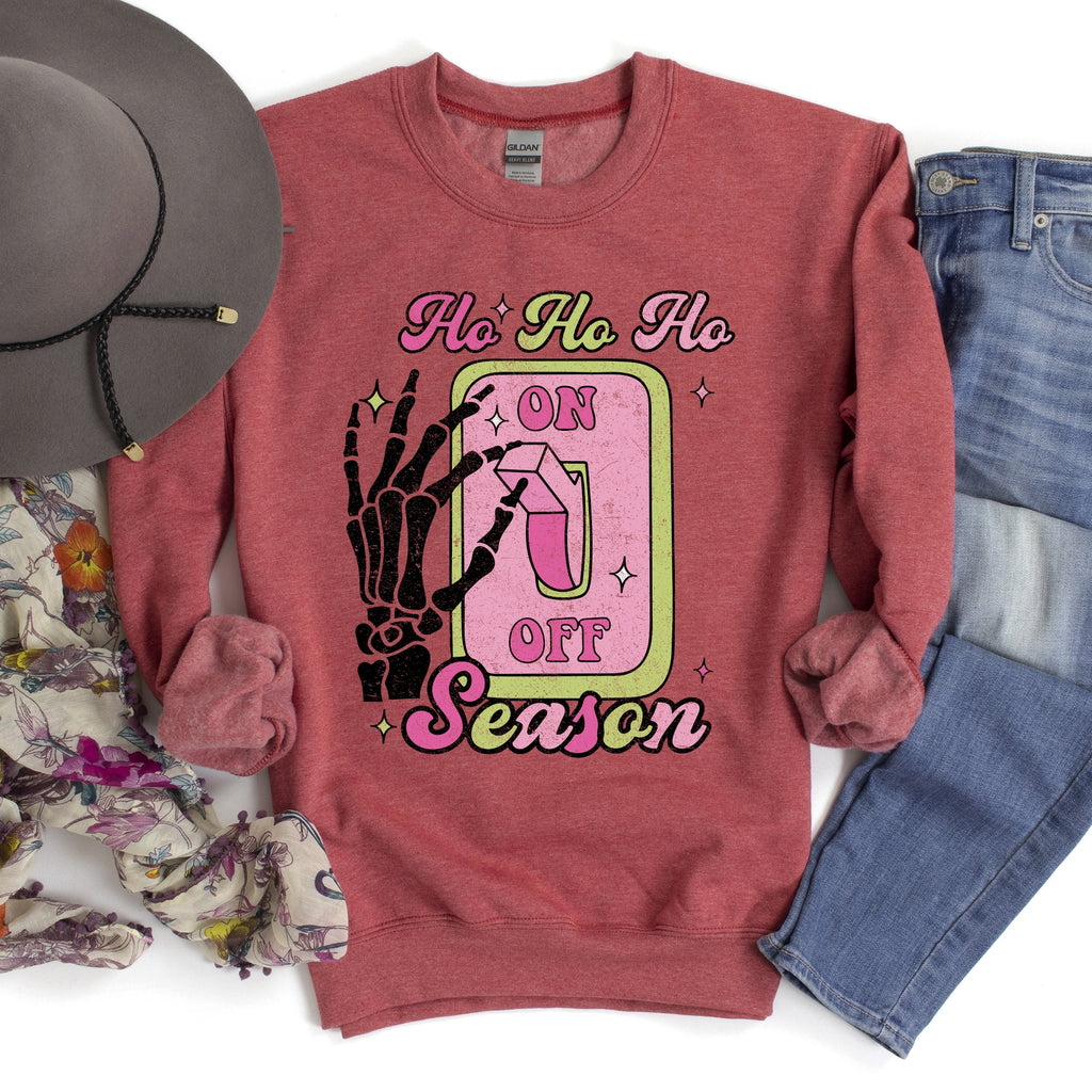 Ho Ho Ho Season Skeleton Light Switch Christmas Decor Edition Festive Holiday Sweatshirt