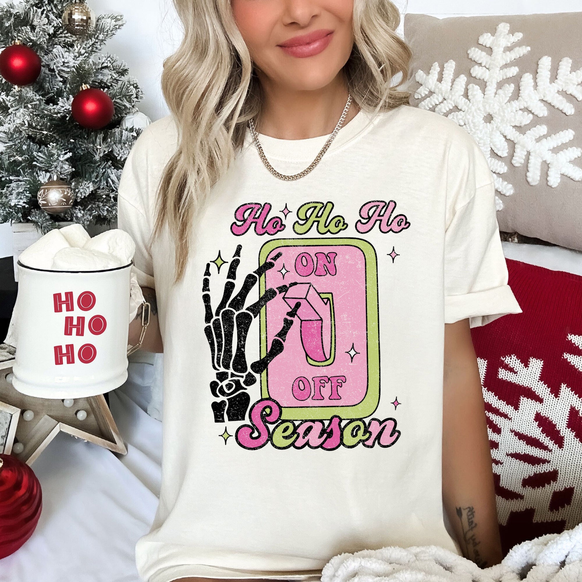 Ho Ho Ho Season Skeleton Light Switch Christmas Comfort Colors Tee