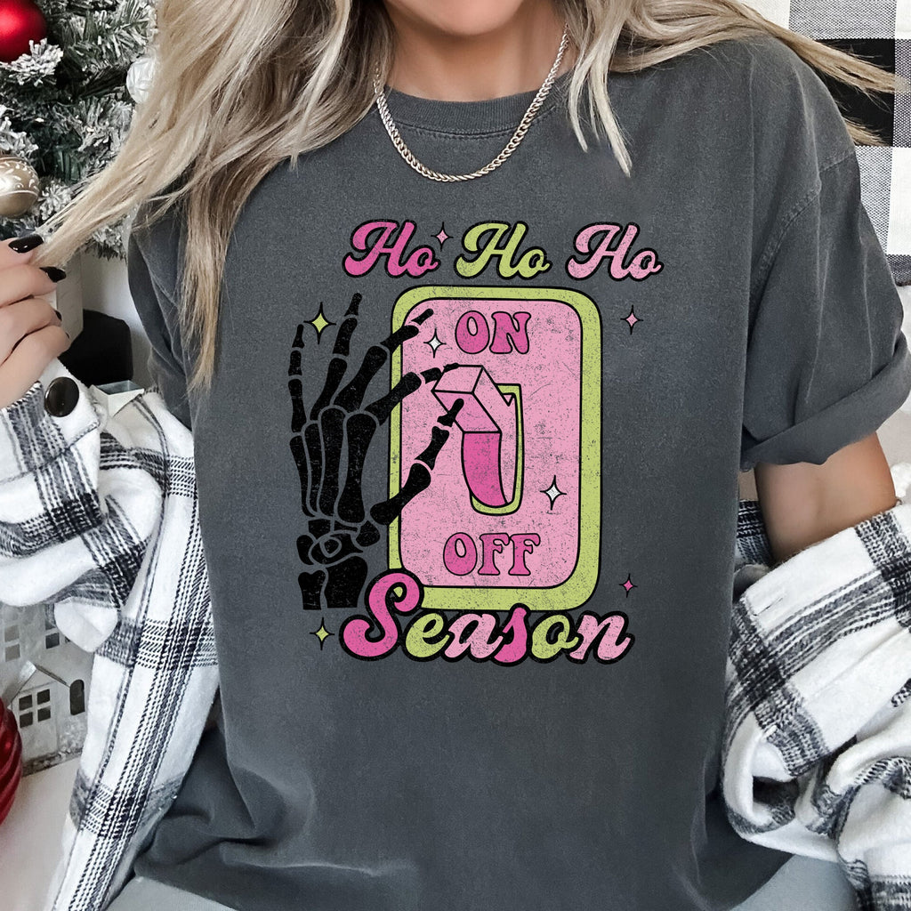 Ho Ho Ho Season Skeleton Light Switch Christmas Comfort Colors Tee