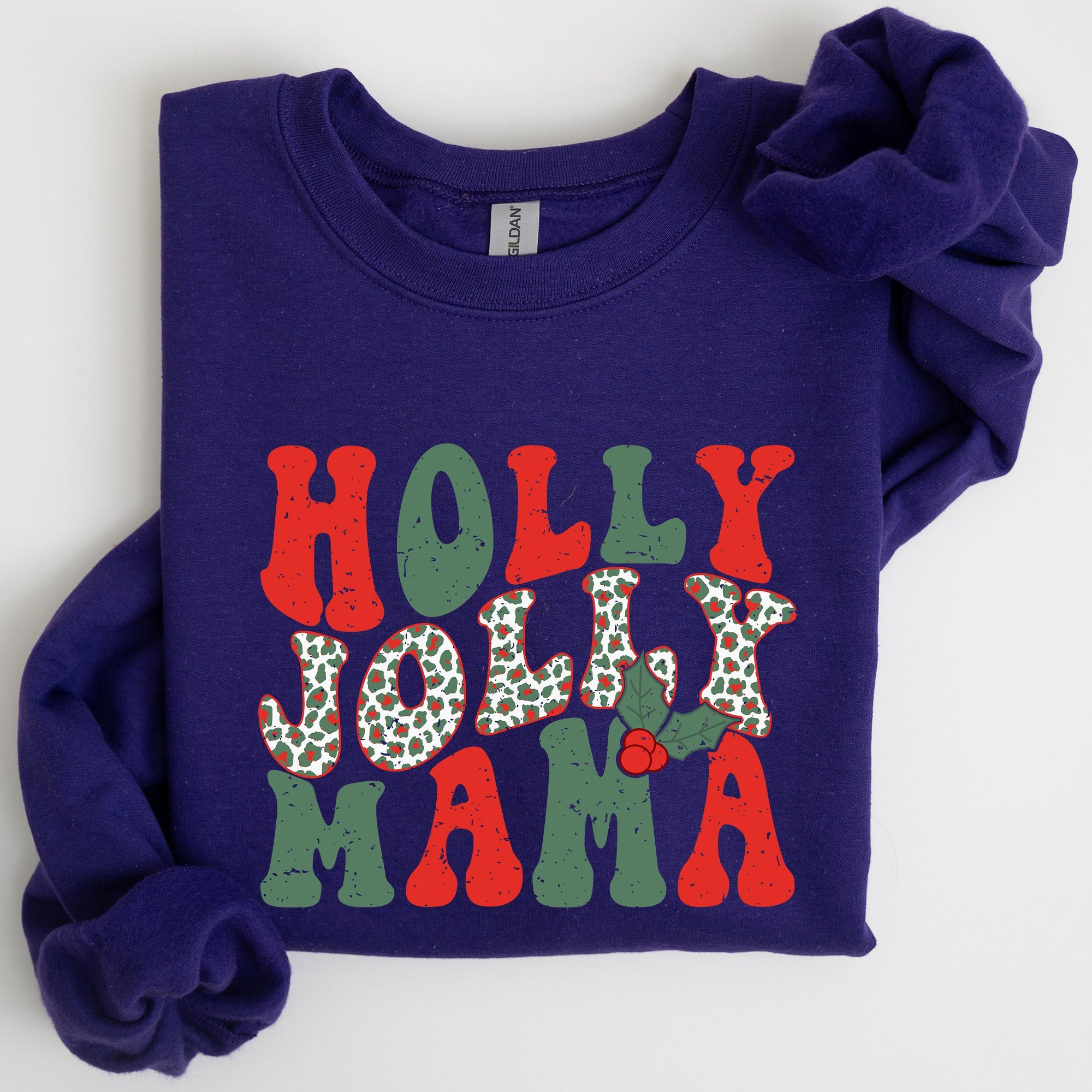Holly Jolly Mama Christmas Winter Santa Xmas Cozy Holiday Family Gatherings Festive Cheer Sweatshirt