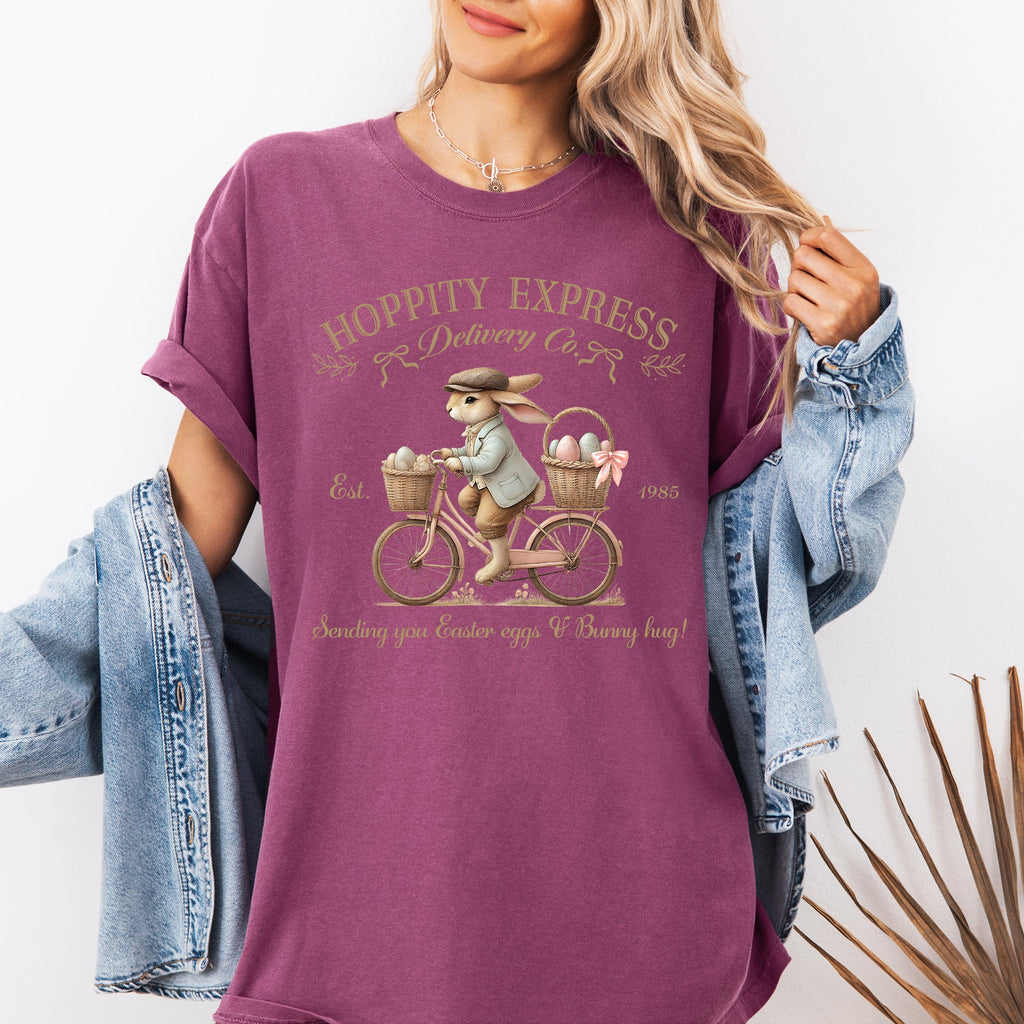 Hoppity Express Adorable Easter Bunny Jesus Rabbit Holiday T-Shirt Comfort Colors Tee