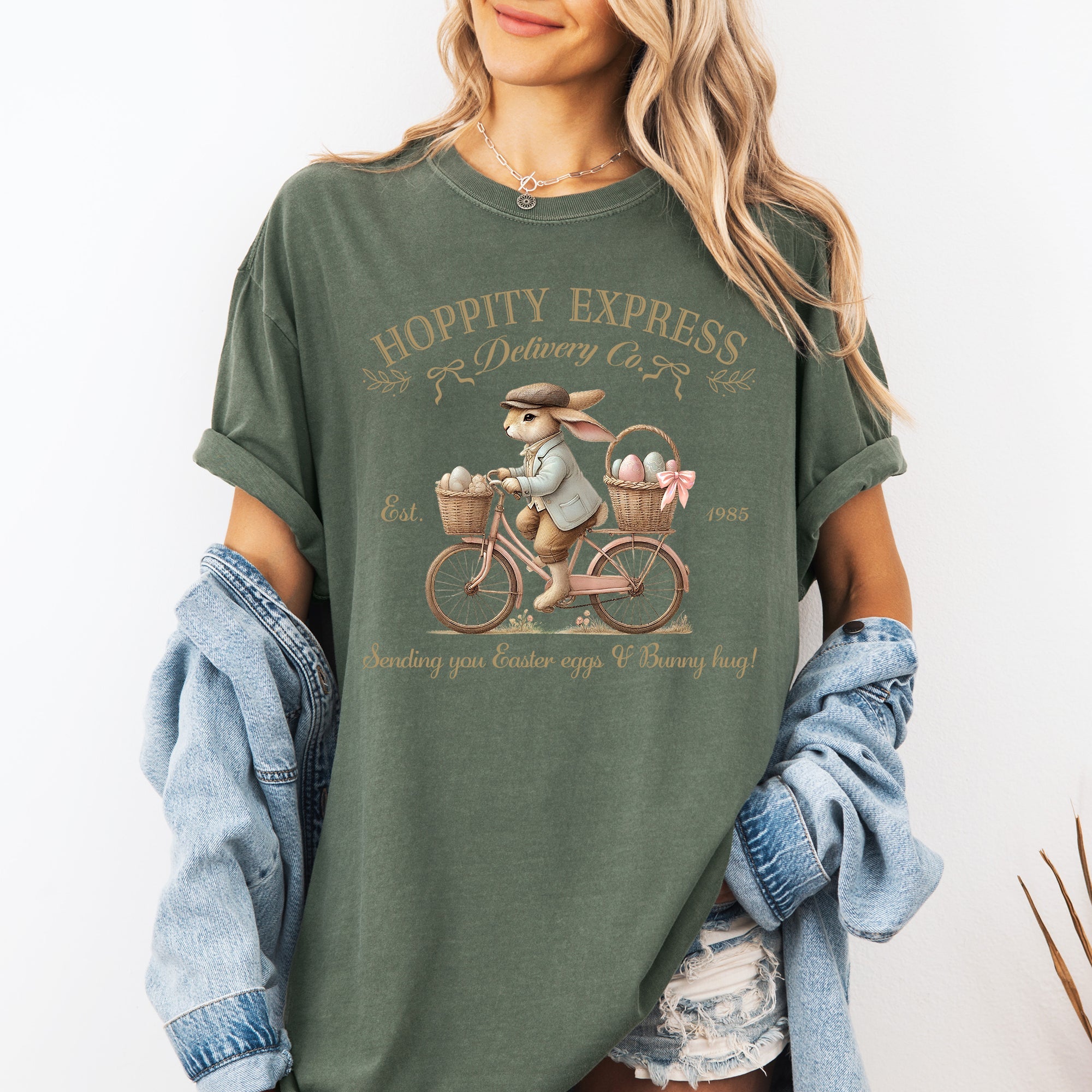 Hoppity Express Adorable Easter Bunny Jesus Rabbit Holiday T-Shirt Comfort Colors Tee