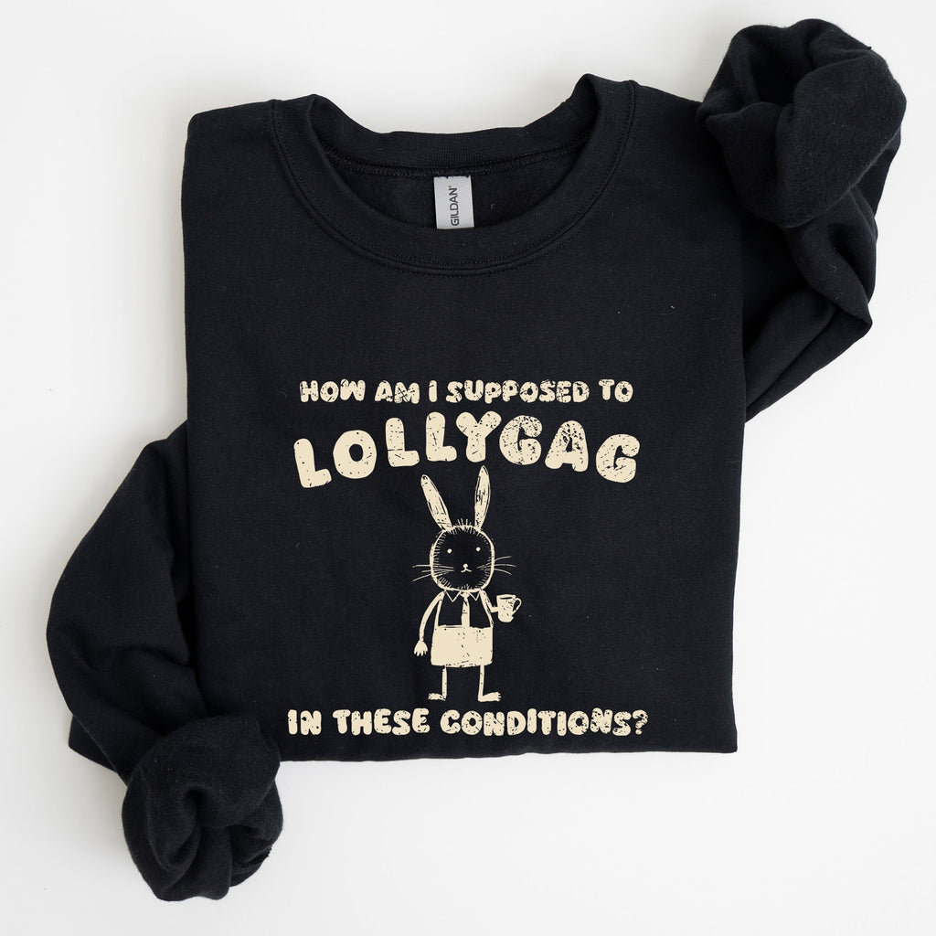 How Am I Supposed To Lollygag Rabbit Bunny Meme Illustration For All Memes Sweatshirt
