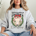 Howdy Christmas Skull Western Cowboy Festive Holiday Edition Graphic Cozy Sweatshirt