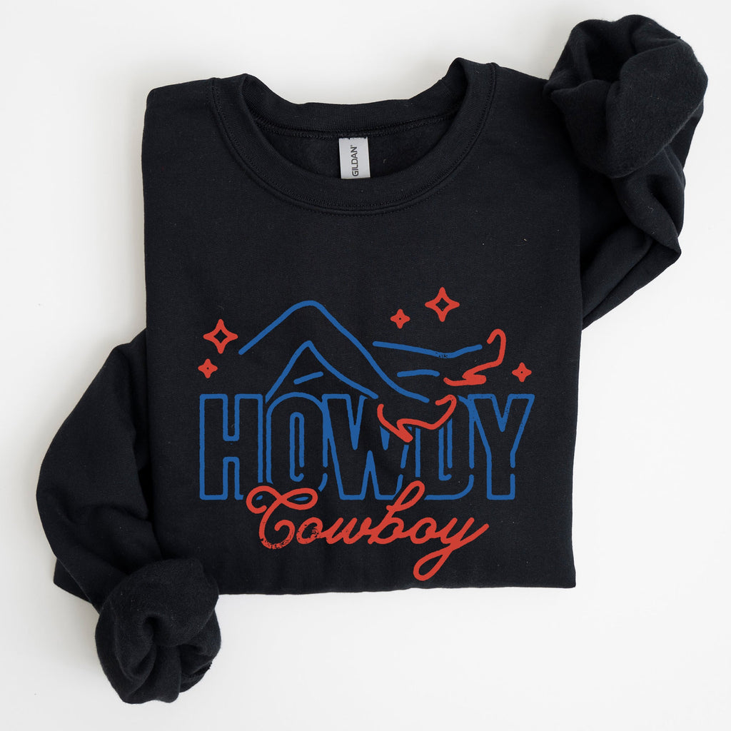 Howdy Cowboy Neon Las Vegas Retro Western Country Icons Neon Nights Edition Sweatshirt