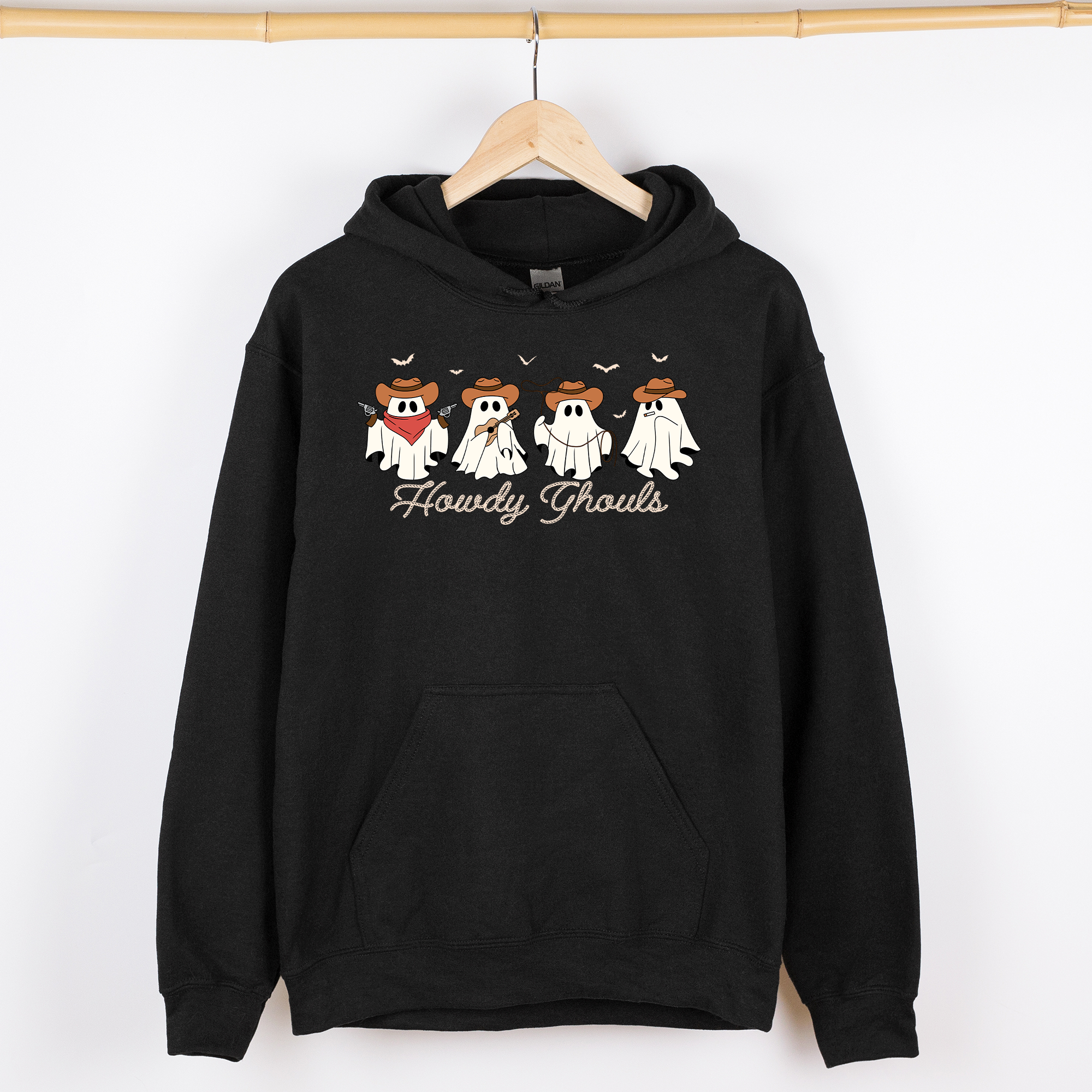 Howdy Ghouls Cowboy Ghosts Western Halloween Haunted Frontier Vintage Edition Graphic Hoodie