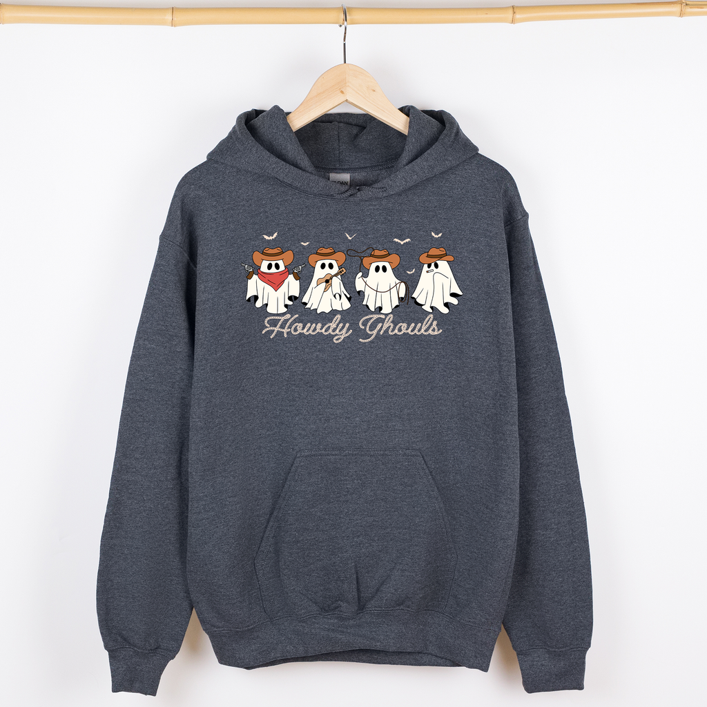 Howdy Ghouls Cowboy Ghosts Western Halloween Haunted Frontier Vintage Edition Graphic Hoodie