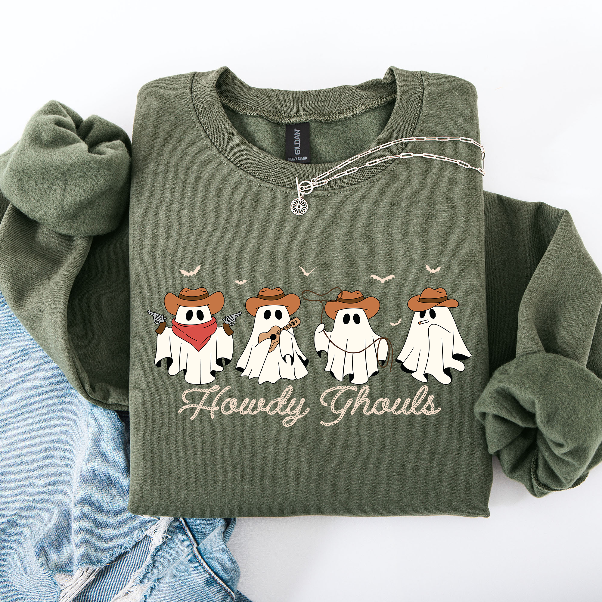 Howdy Ghouls, Cowboy Ghosts, Western, Halloween Sweatshirt