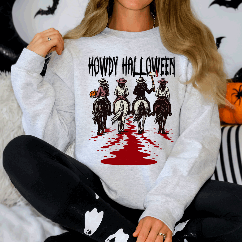 Howdy Halloween Cowgirls Western Spooky Vintage Inspired Parade Edition Sweatshirt