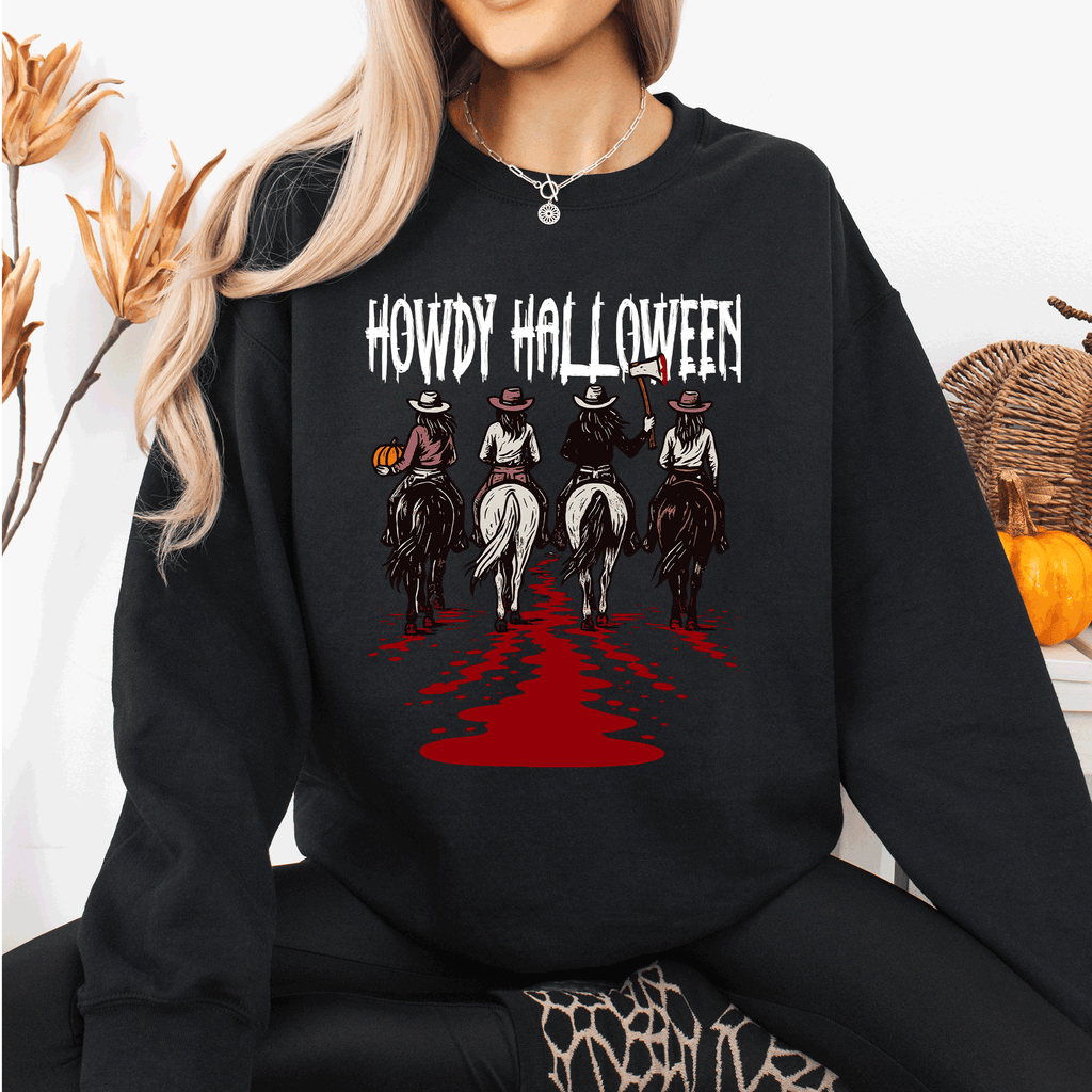 Howdy Halloween Cowgirls Western Spooky Vintage Inspired Parade Edition Sweatshirt