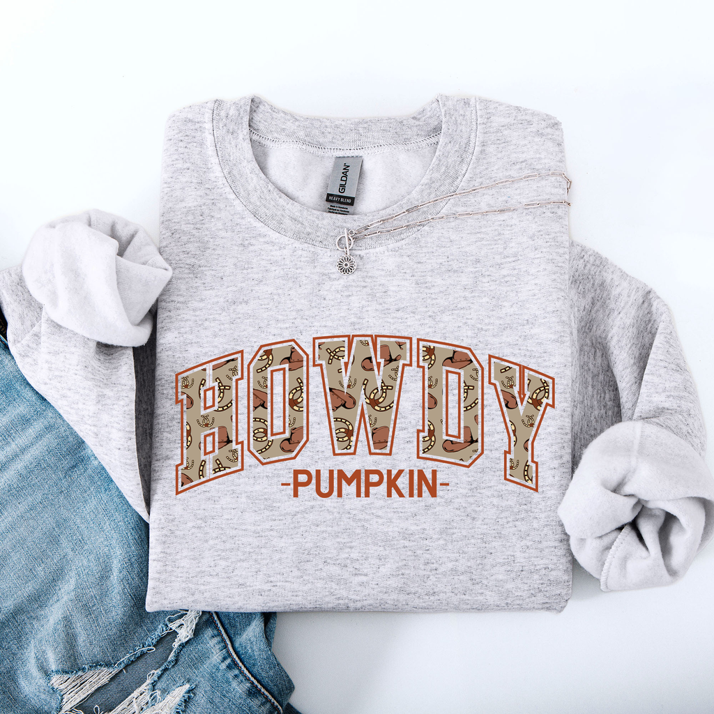 Howdy Pumpkin Varsity Collegiate Autumn Graphic Cozy Vintage For Everyday Layering Comfort Sweatshirt