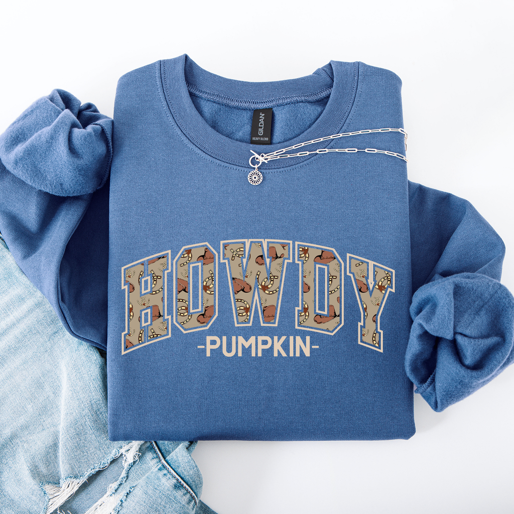 Howdy Pumpkin Varsity Collegiate Autumn Graphic Cozy Vintage For Everyday Layering Comfort Sweatshirt