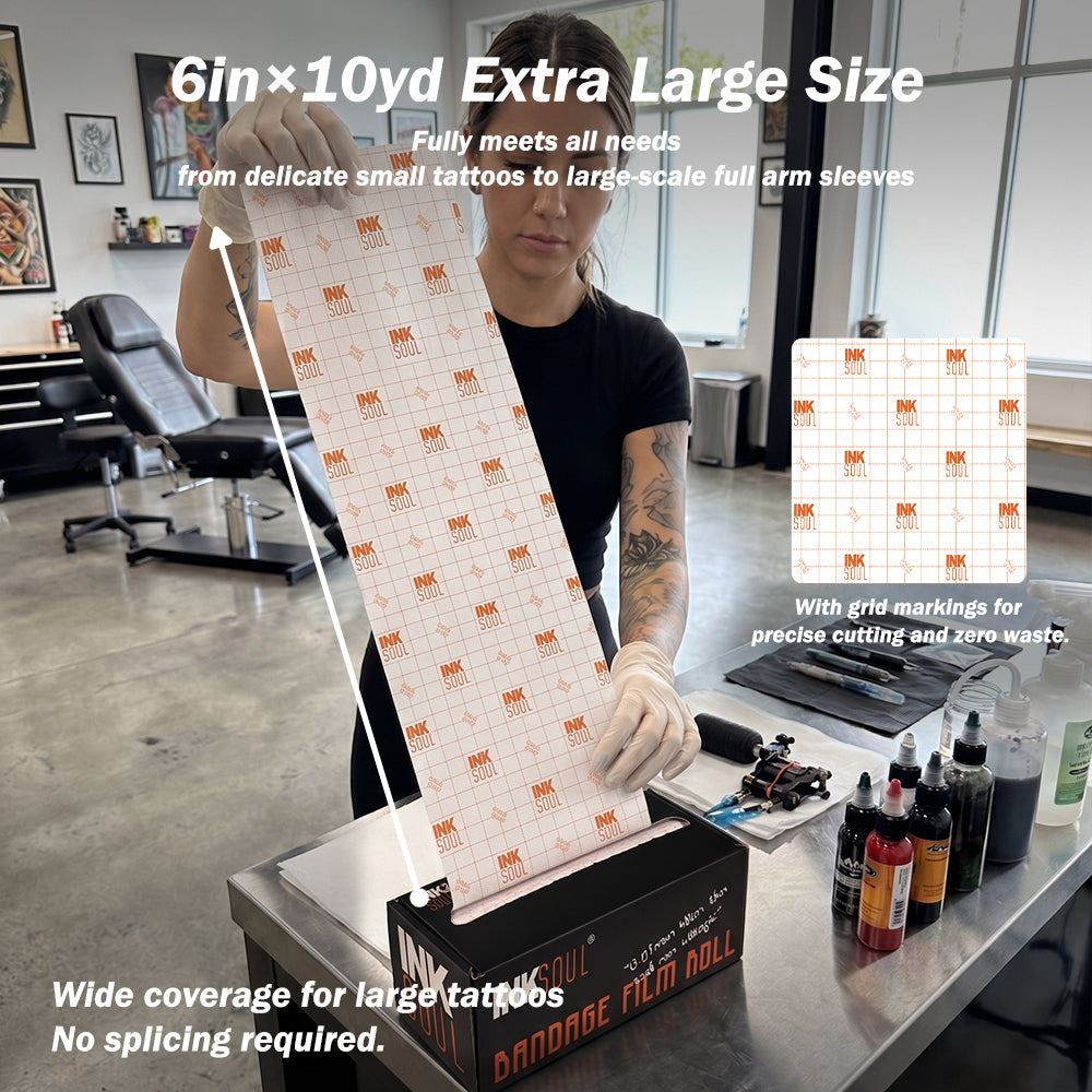 INKSOUL® Tattoo Aftercare Bandage Film 0.01mm ultrathin Roll 6in X 10yd