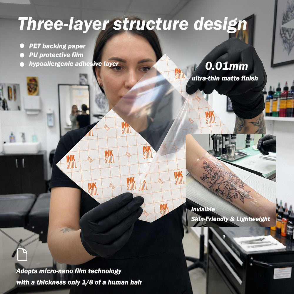 INKSOUL® Tattoo Aftercare Bandage Film 0.01mm ultrathin Roll 6in X 10yd