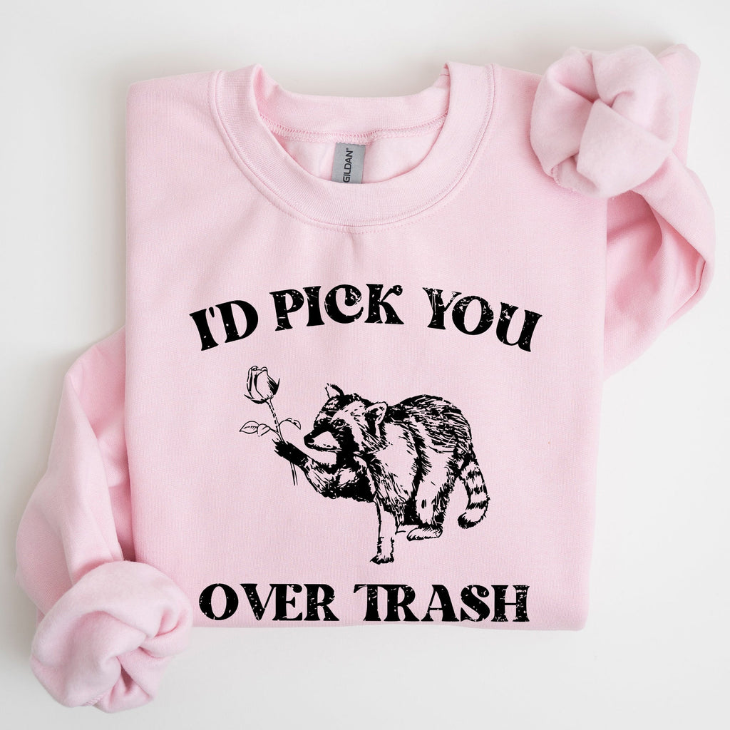 I'd Pick You Over Trash, Raccoon Graphic Sweatshirt