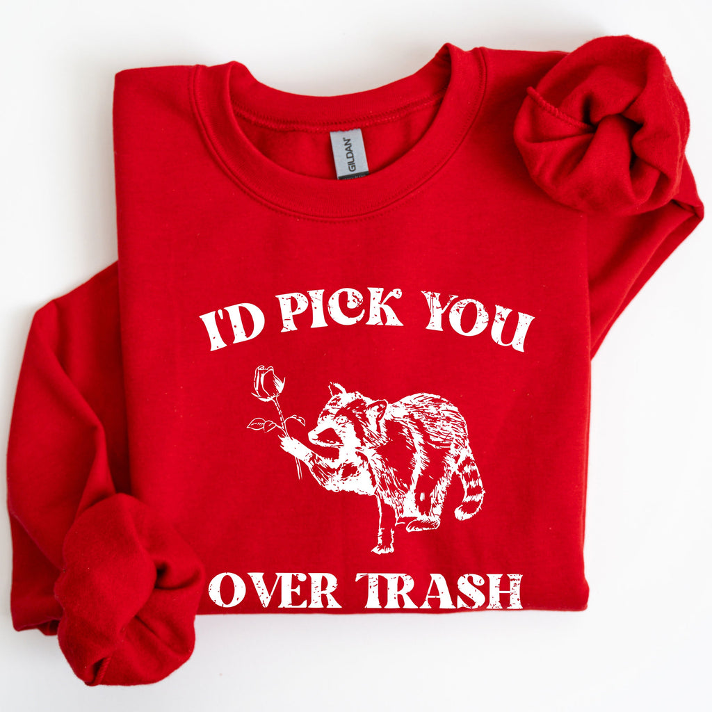 I'd Pick You Over Trash, Raccoon Graphic Sweatshirt