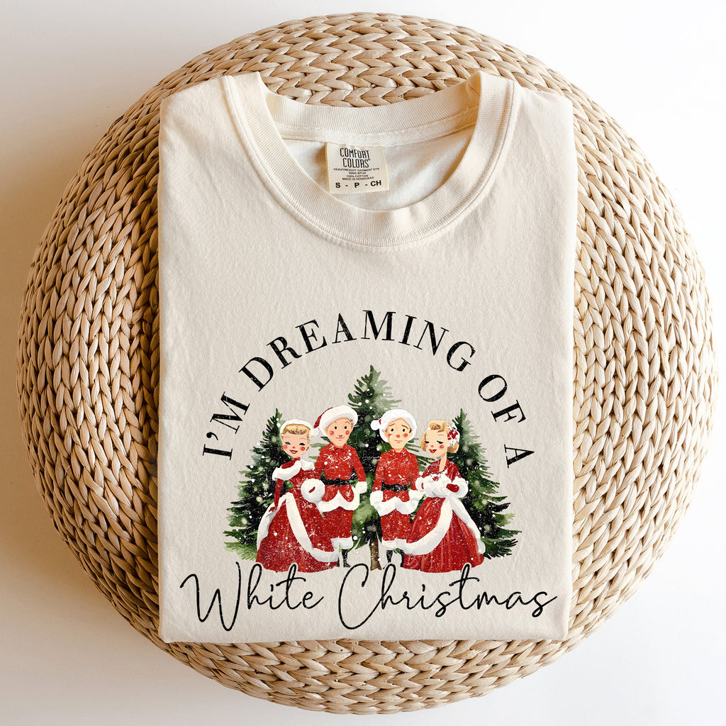 I'm Dreaming Of A White Christmas Retro Movie Classic Nostalgic Holiday Theme Comfort Colors Tee
