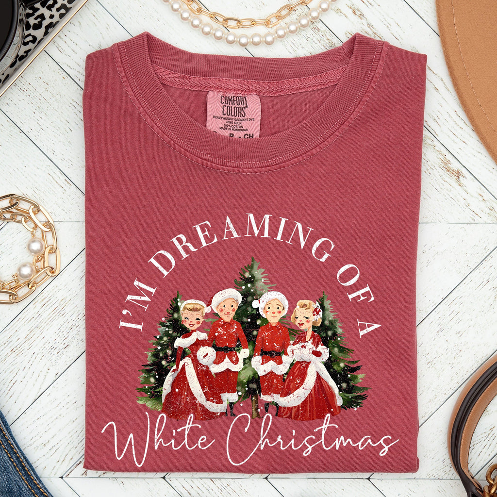 I'm Dreaming Of A White Christmas Retro Movie Classic Nostalgic Holiday Theme Comfort Colors Tee