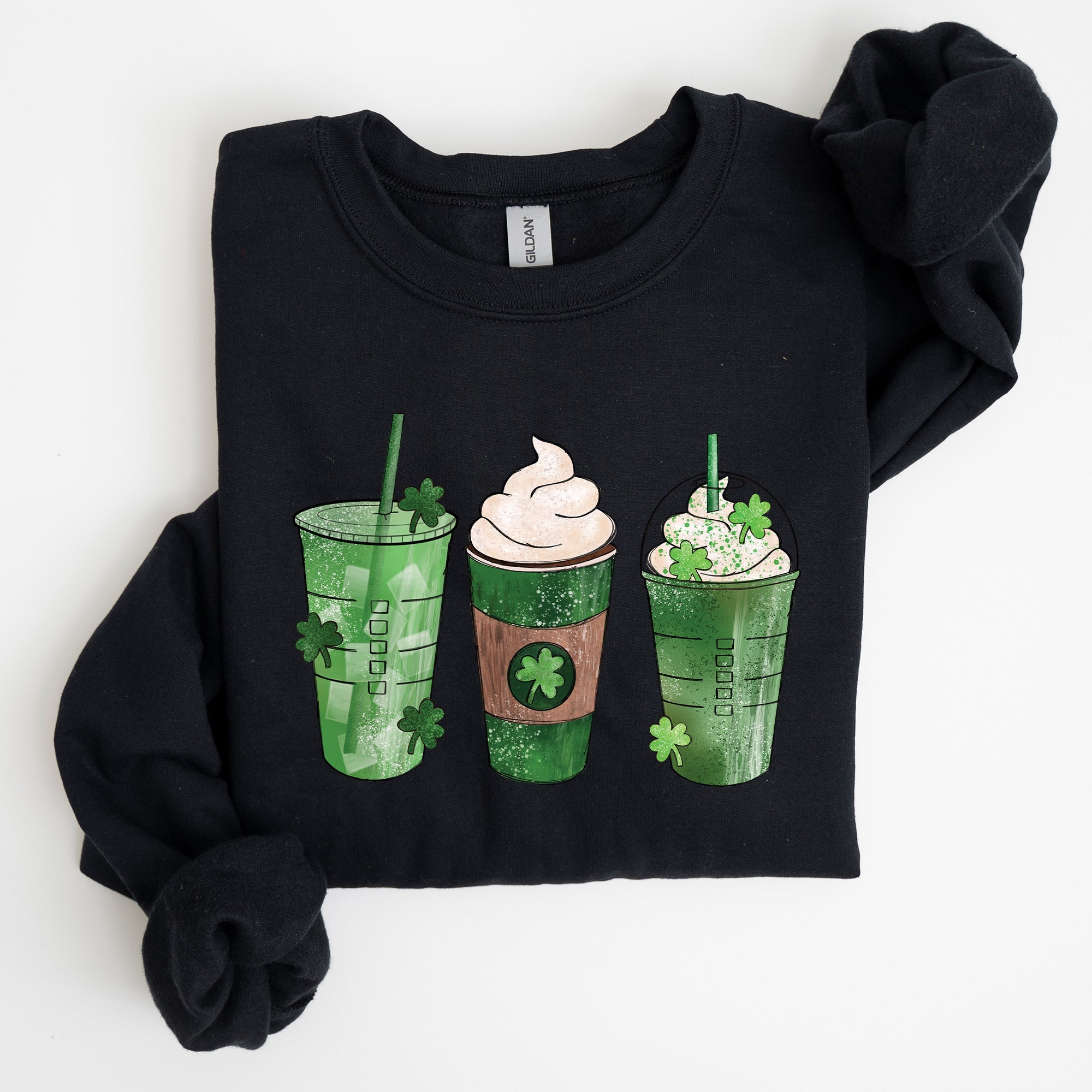 Iced Coffees And Shamrocks For St Patrick's Day Festive Coffee Lover Edition Sweatshirt