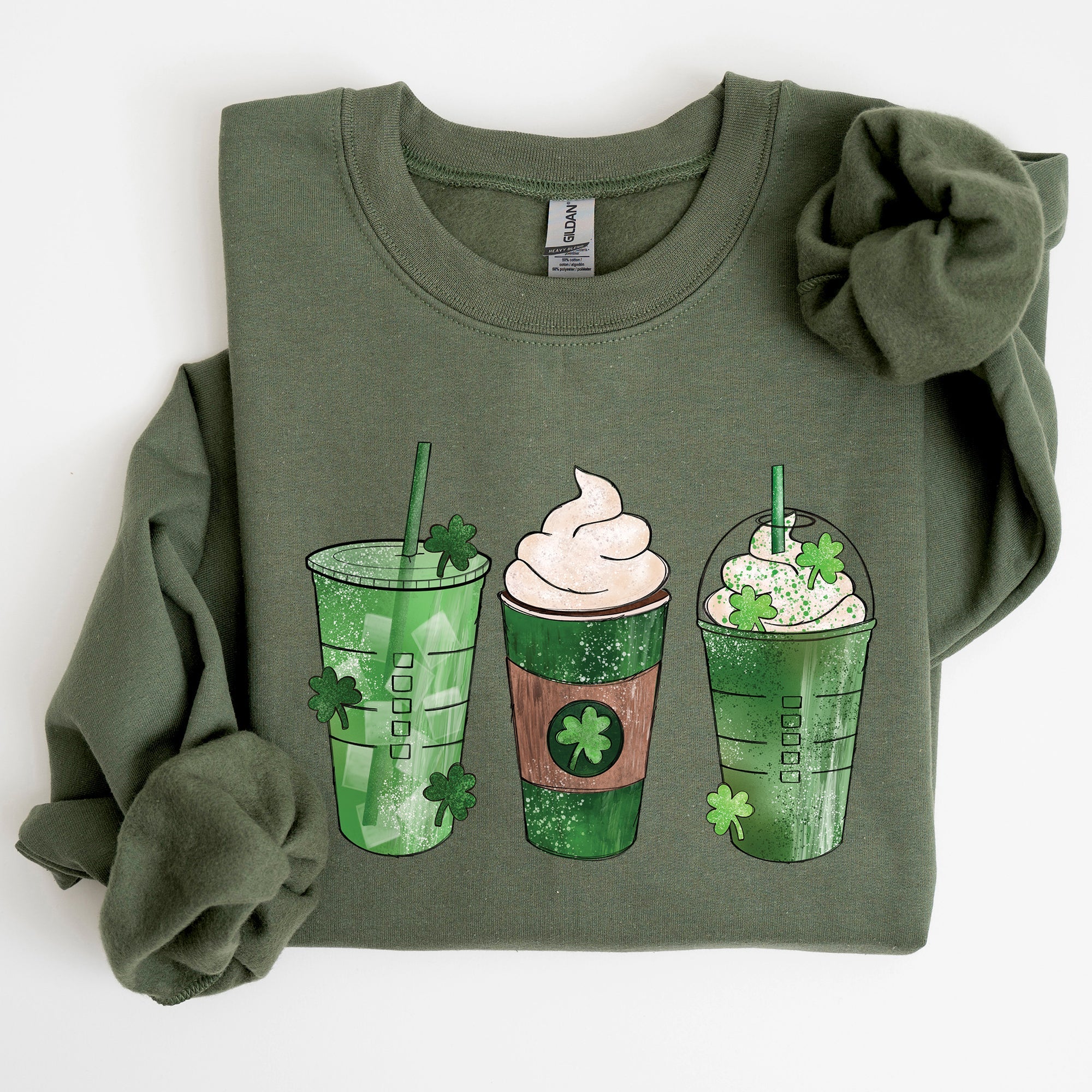 Iced Coffees And Shamrocks For St Patrick's Day Festive Coffee Lover Edition Sweatshirt