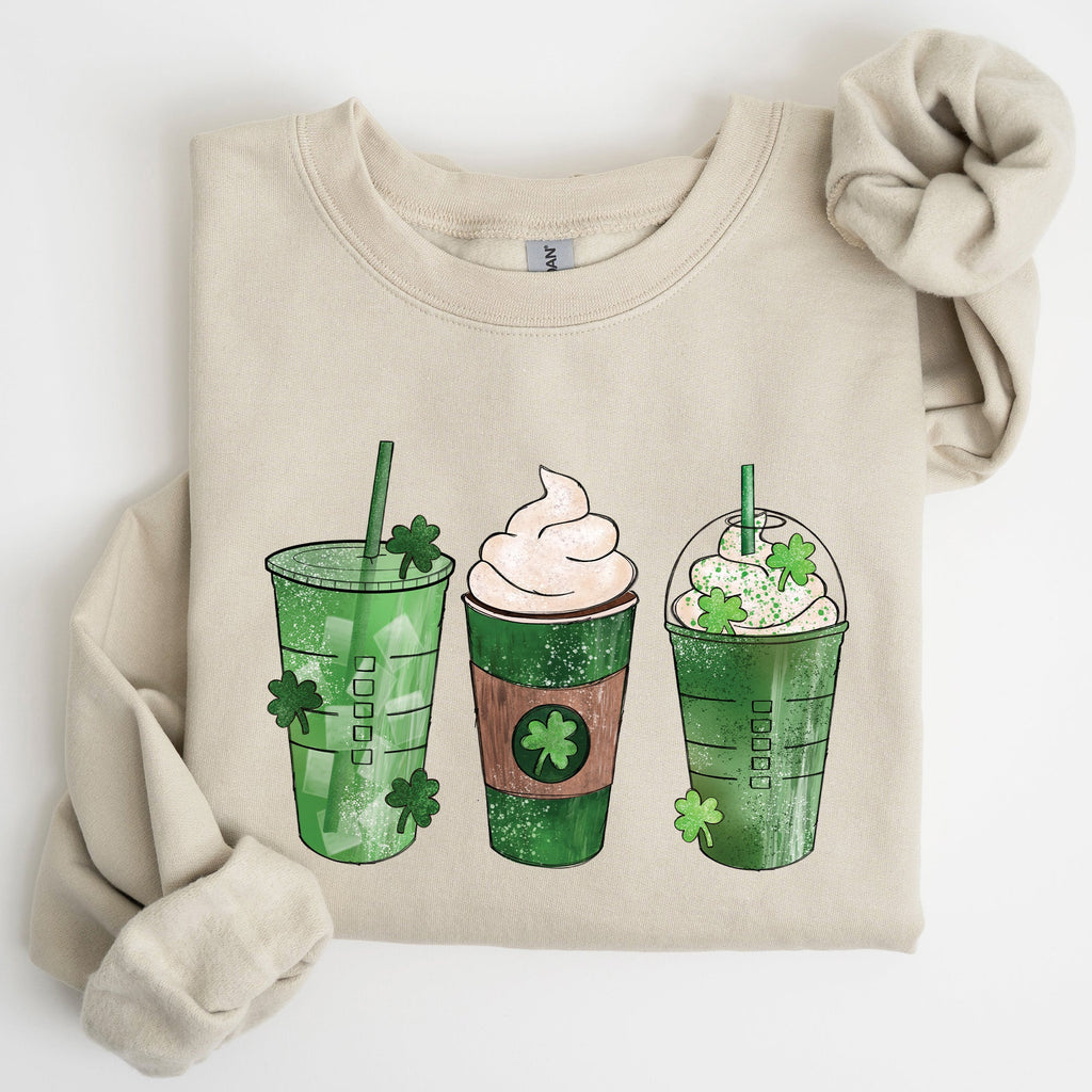 Iced Coffees And Shamrocks For St Patrick's Day Festive Coffee Lover Edition Sweatshirt