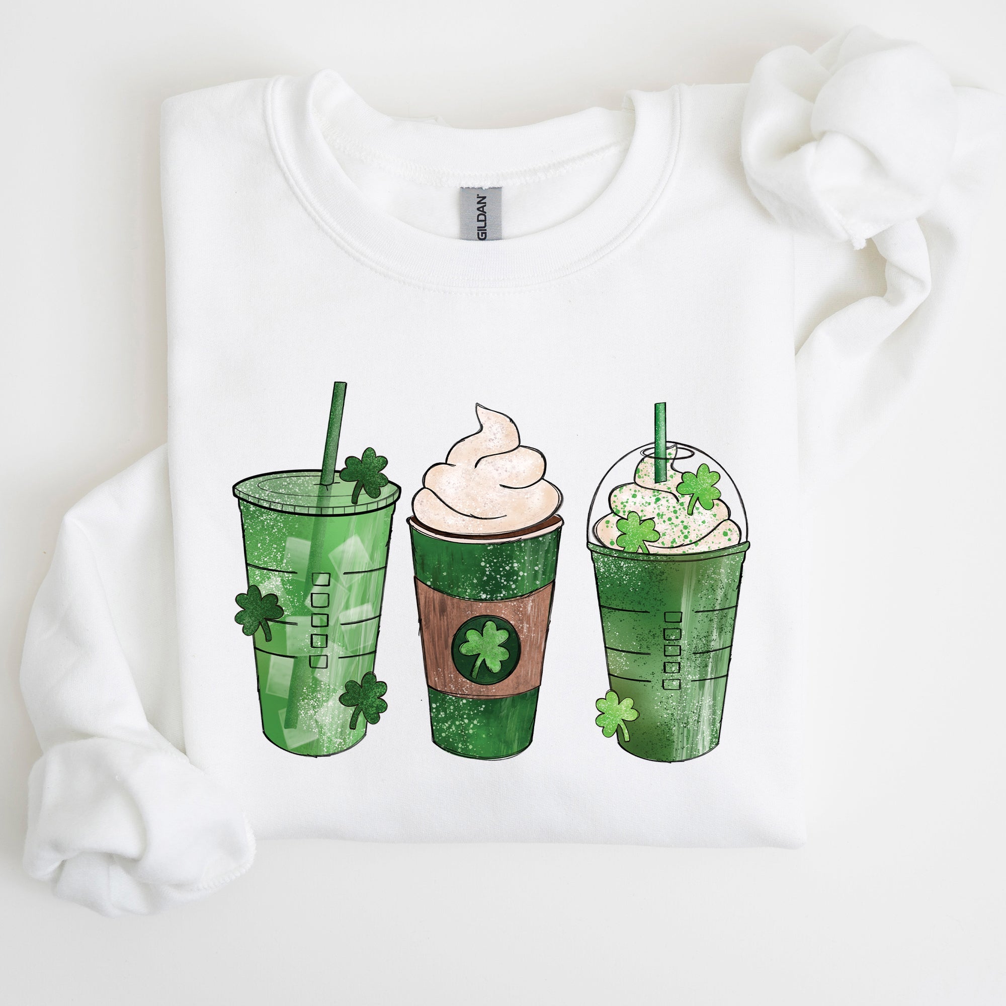 Iced Coffees And Shamrocks For St Patrick's Day Festive Coffee Lover Edition Sweatshirt