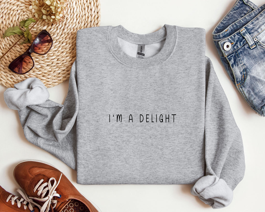 I'm A Delight Minimal Sarcastic College Humor Quote Modern Premium Graphic Sweatshirt