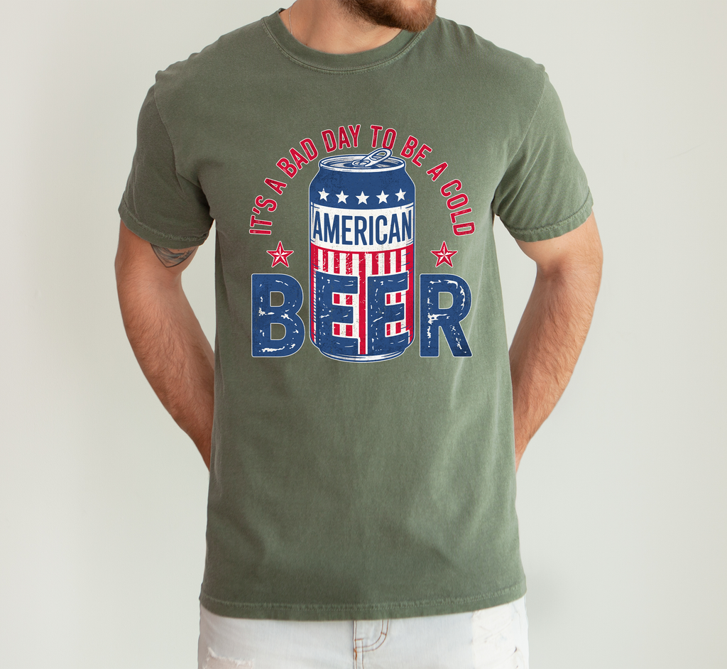 It's A Bad Day To Be A Cold Beer Flag Patriotic Edition Graphic Comfort Colors Tee